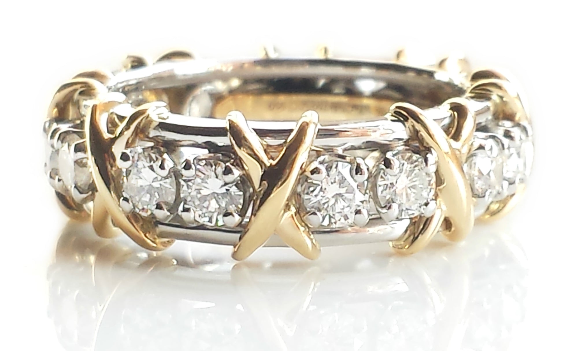 Tiffany & Co. Schlumberger Sixteen Stone 1.14ct Diamond Ring in Gold & Platinum, Size K (US 5)