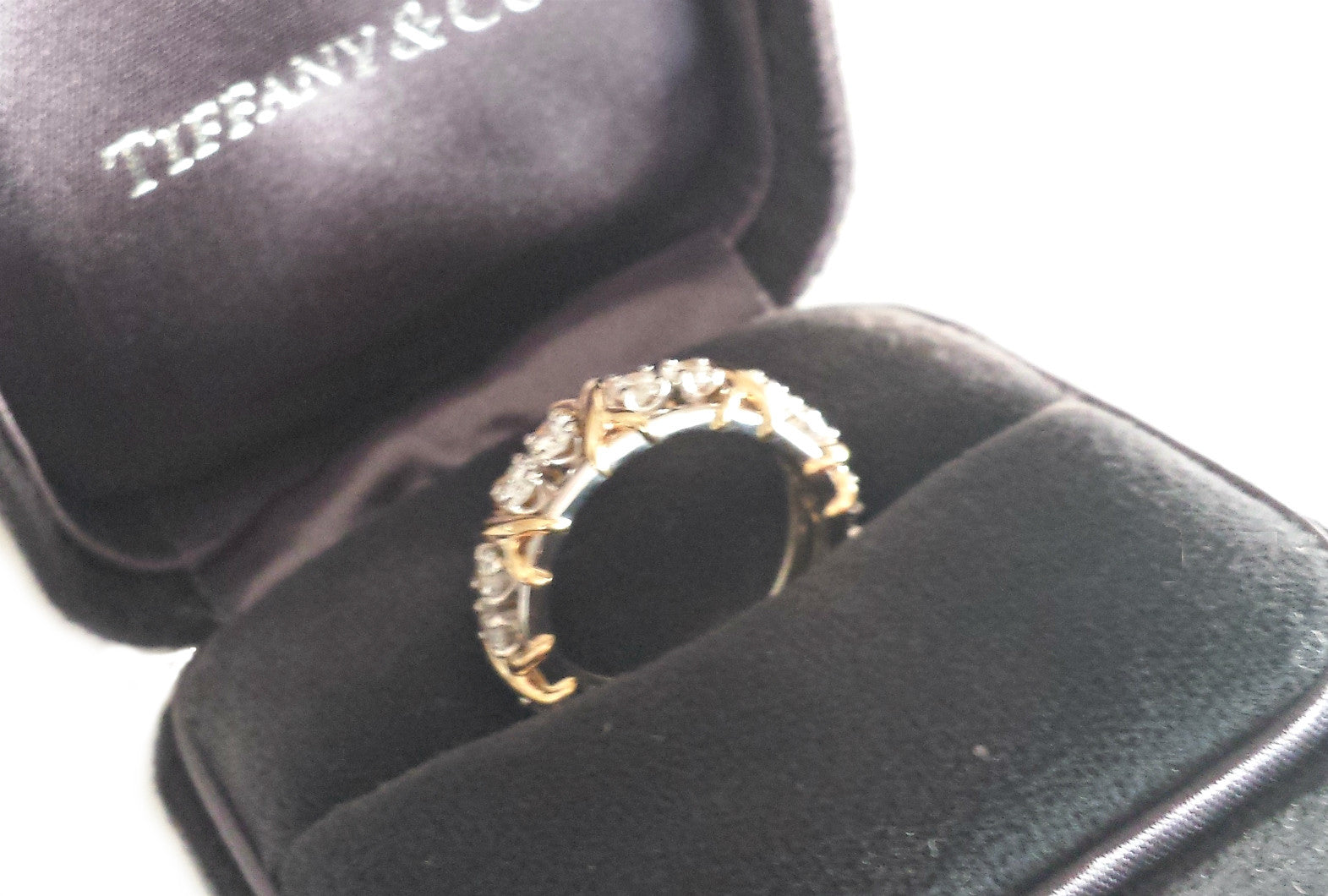 Tiffany & Co. Schlumberger Sixteen Stone 1.14ct Diamond Ring in Gold & Platinum, Size K (US 5)