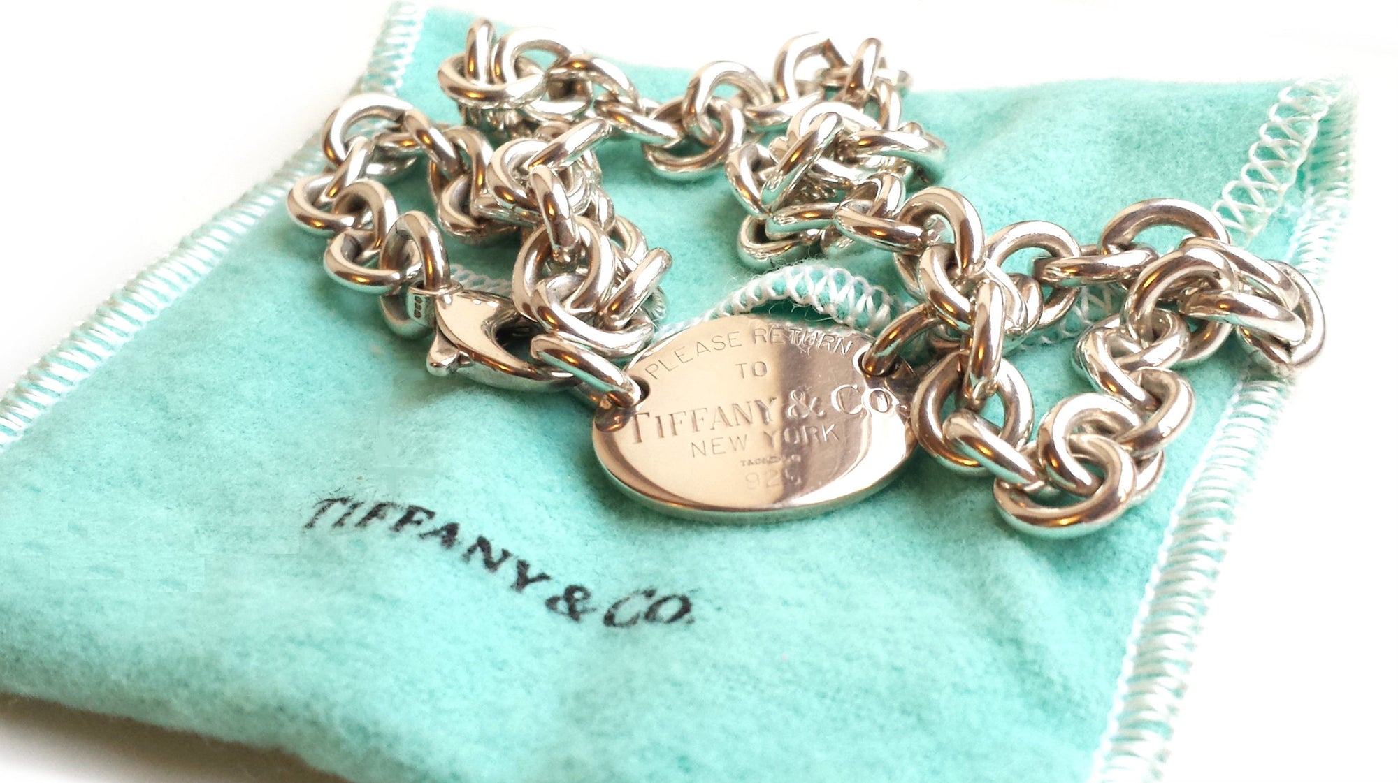 Tiffany & Co Sterling Silver Please Return To Choker/Necklace 15in