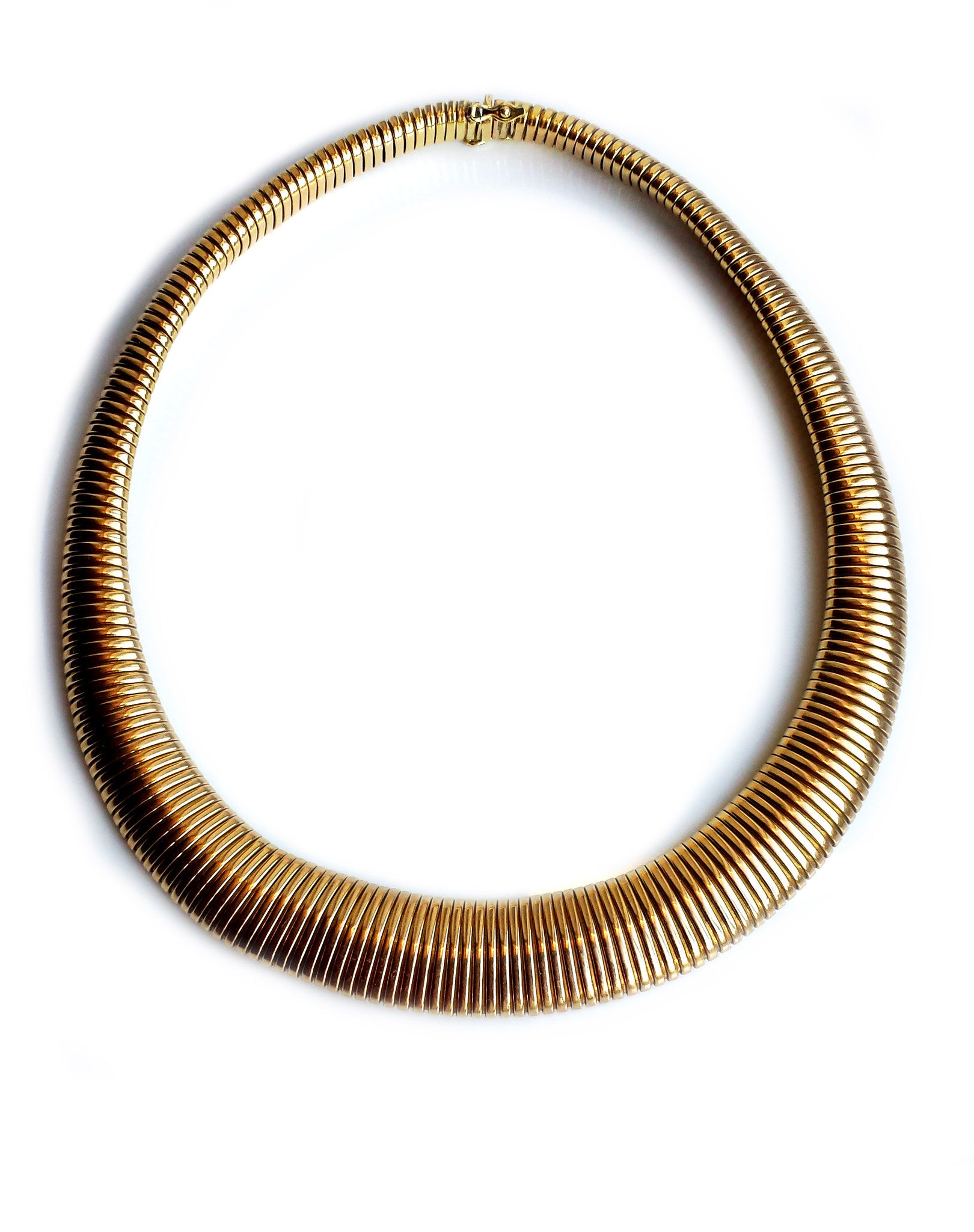 Vintage 1940s French 18k Gold Tubogaz Necklace Choker 16 inches