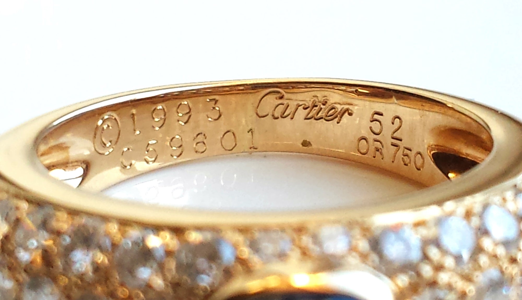 Vintage Cartier 1990s Sapphire & Pavé Set Diamond Dome Bombe Ring, Size 52