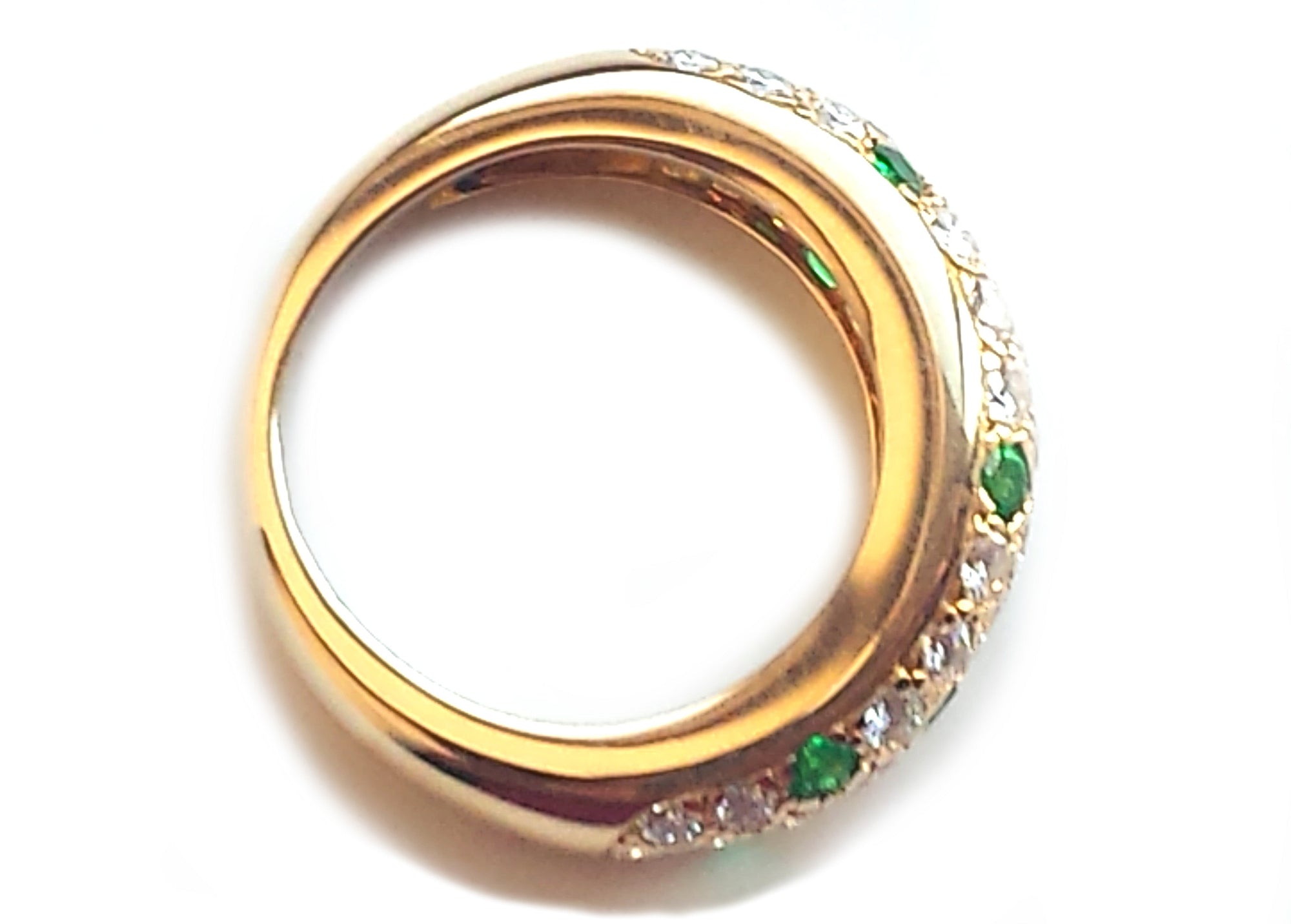 Vintage Cartier 'Mimi' Emerald & Diamond Pavé Dome Bombe Ring in 18k Gold, Size 50