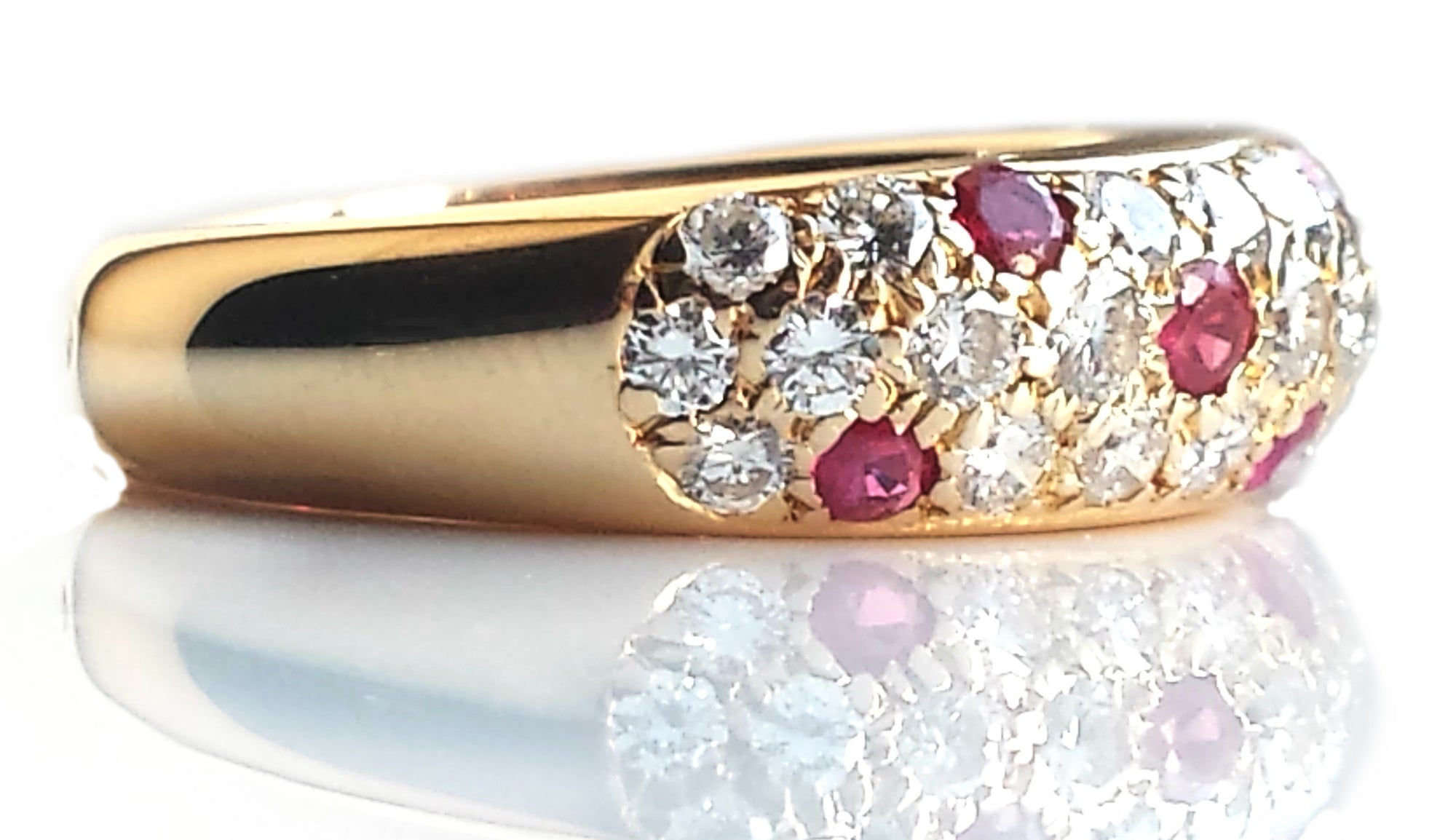 Vintage Cartier Mimi Ring, Pavé Set with Rubies & Diamonds