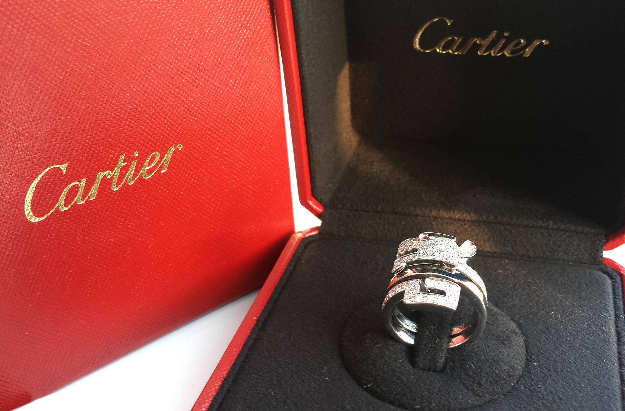 Cartier Baiser Du Dragon Diamond Ruby 18k Gold Ring SZ 55