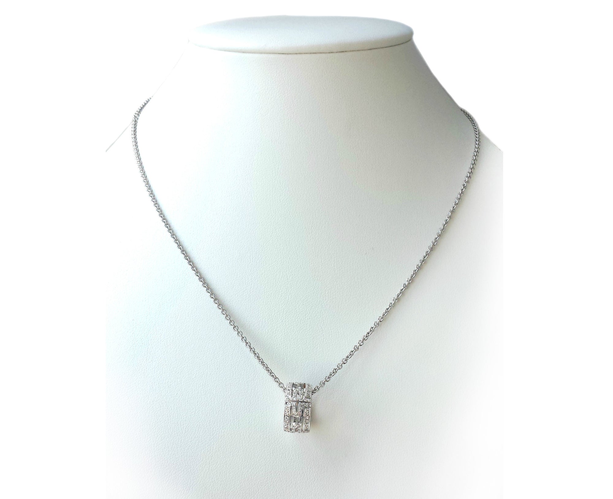 Bulgari Bvlgari Parentesi Diamond Necklace 18k White Gold with Box & Bag