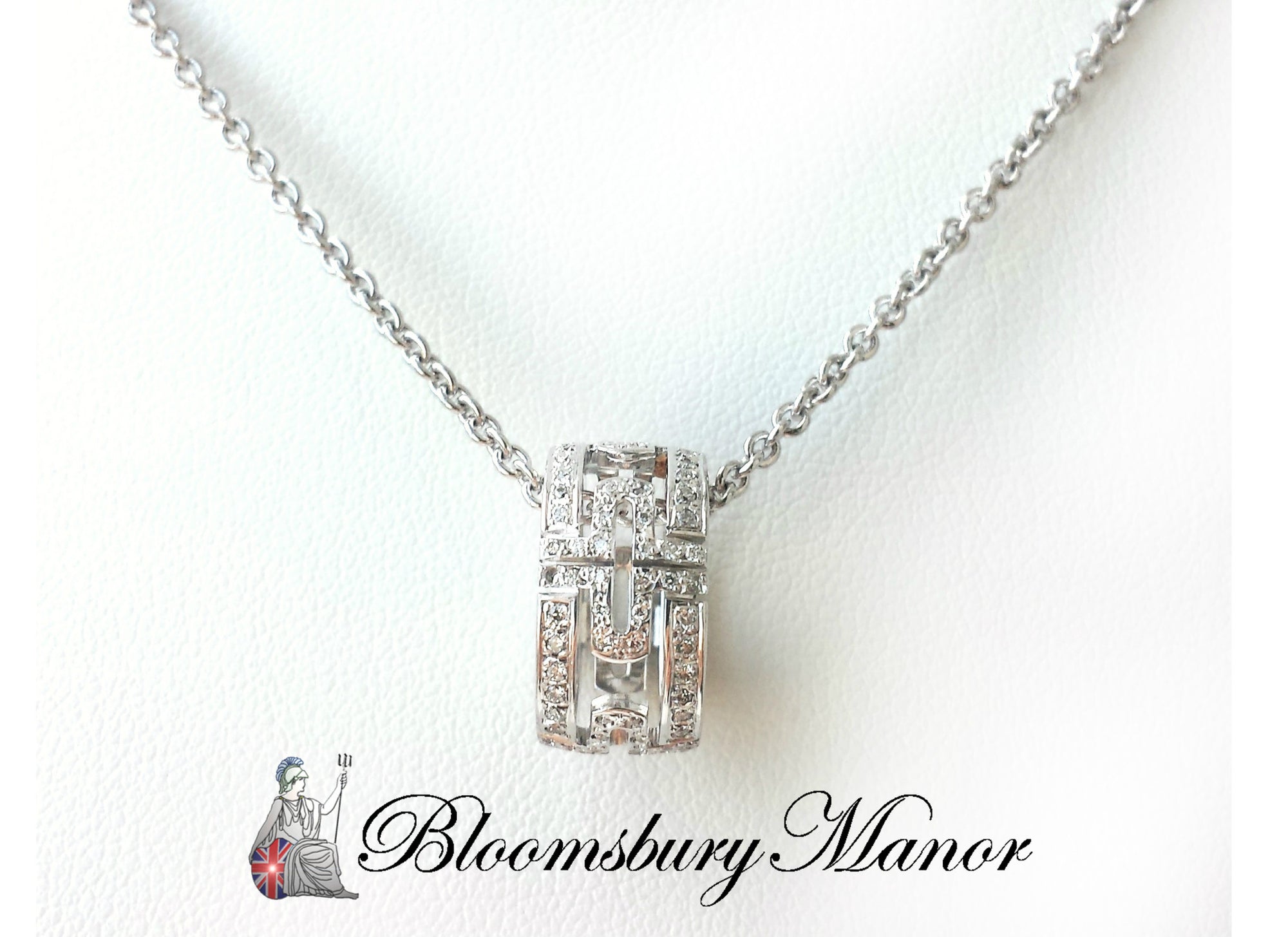 Bulgari Bvlgari Parentesi Diamond Necklace 18k White Gold with Box & Bag