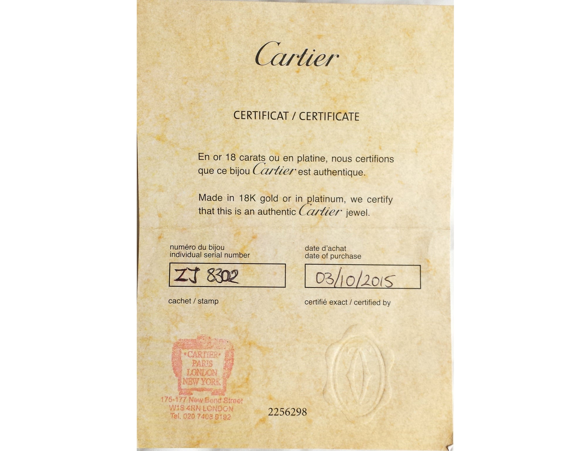 Cartier 1.33ct H/VS2 1895 'Triple X' Solitaire Round Brilliant Cut Diamond Engagement Ring