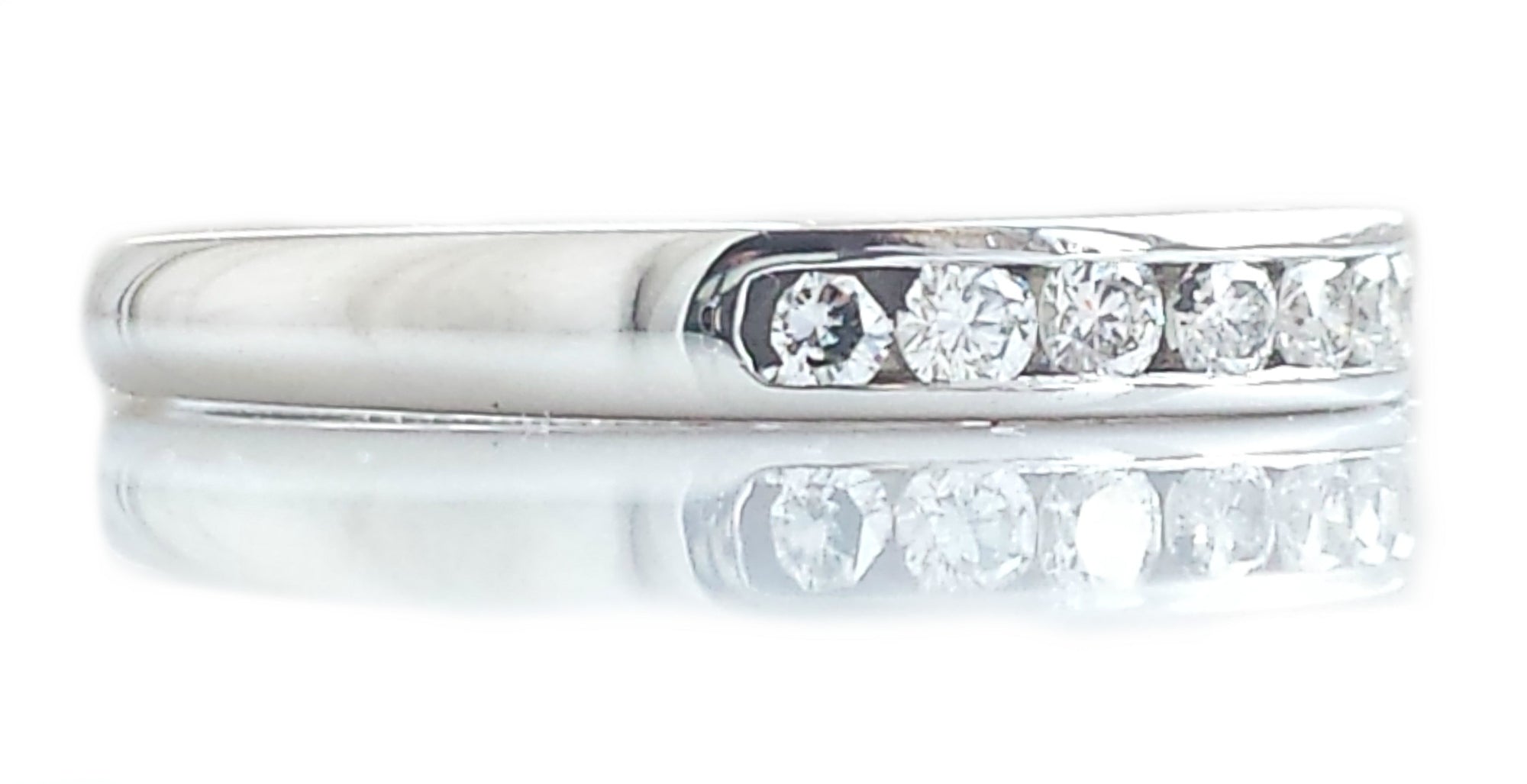 Tiffany & Co 3mm Channel Set Diamond Wedding Eternity Band Ring SZ N
