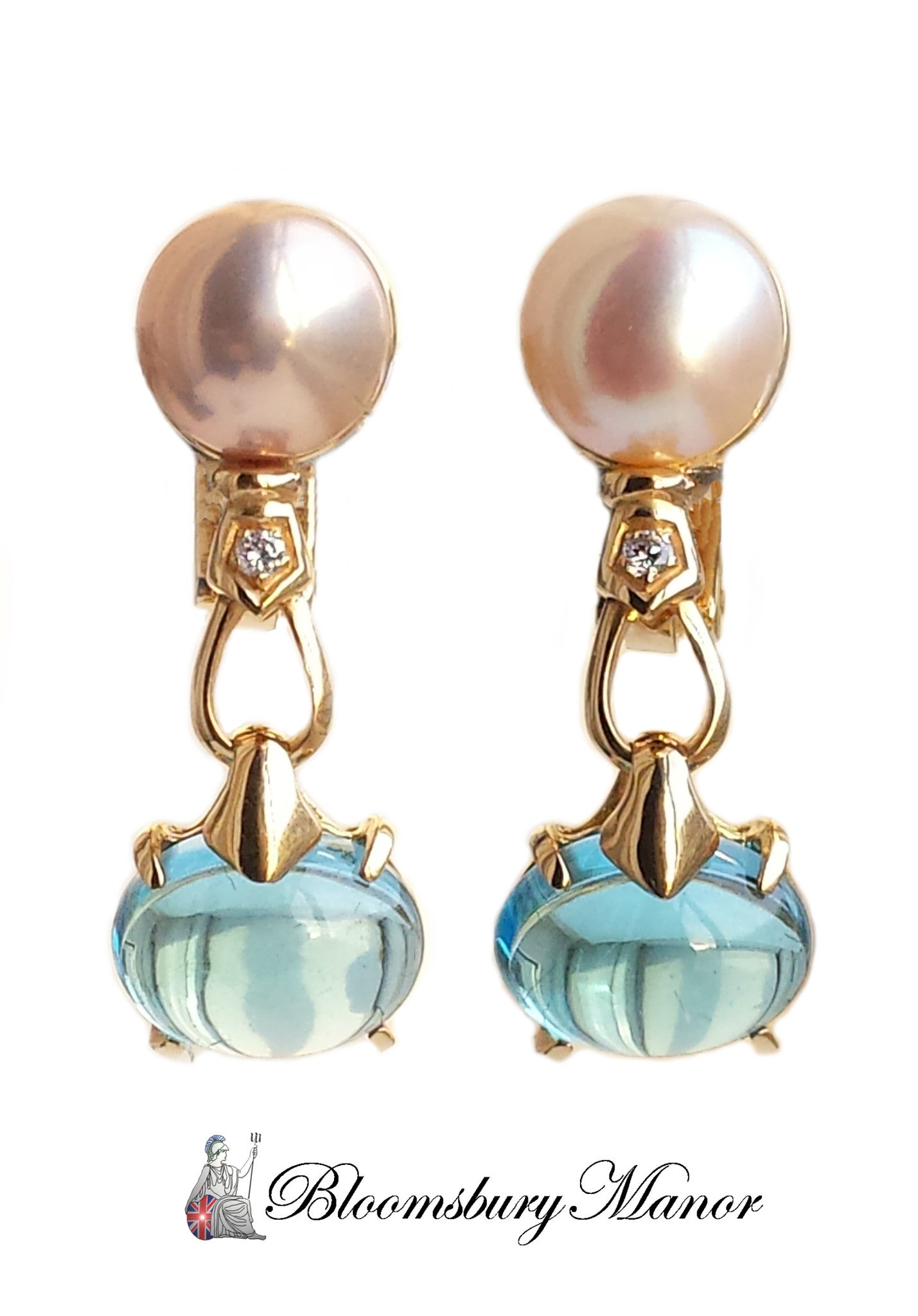 Bulgari Bvlgari Diamond Pearl Topaz Tourmaline Citrine Earrings 18k Gold