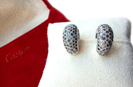 Cartier Sauvage Metissage 18k White Gold & Grey Diamond Bombe Earrings with Cartier Pouch