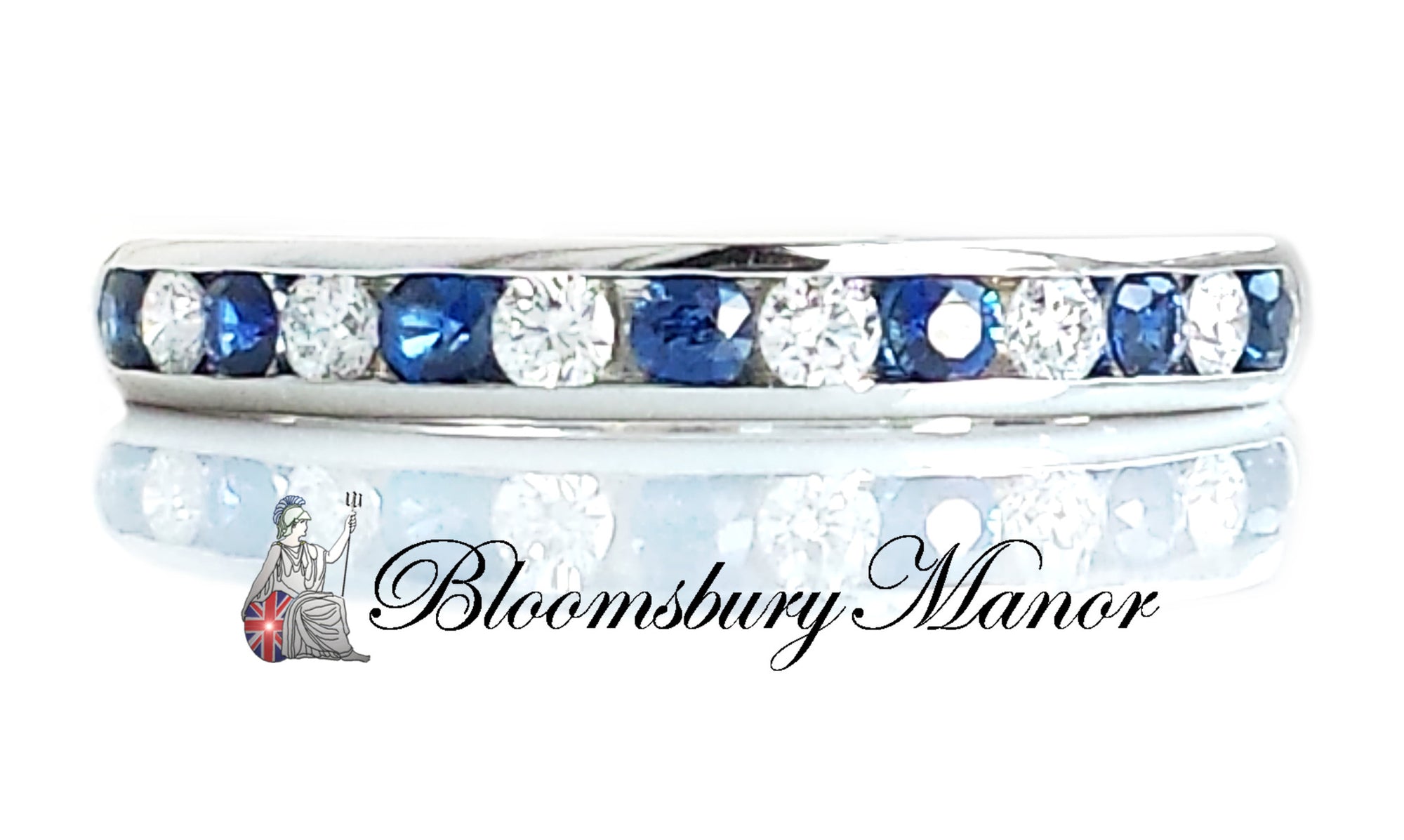Tiffany & Co Diamond Sapphire Eternity Wedding Channel Set Ring Platinum N 1/2