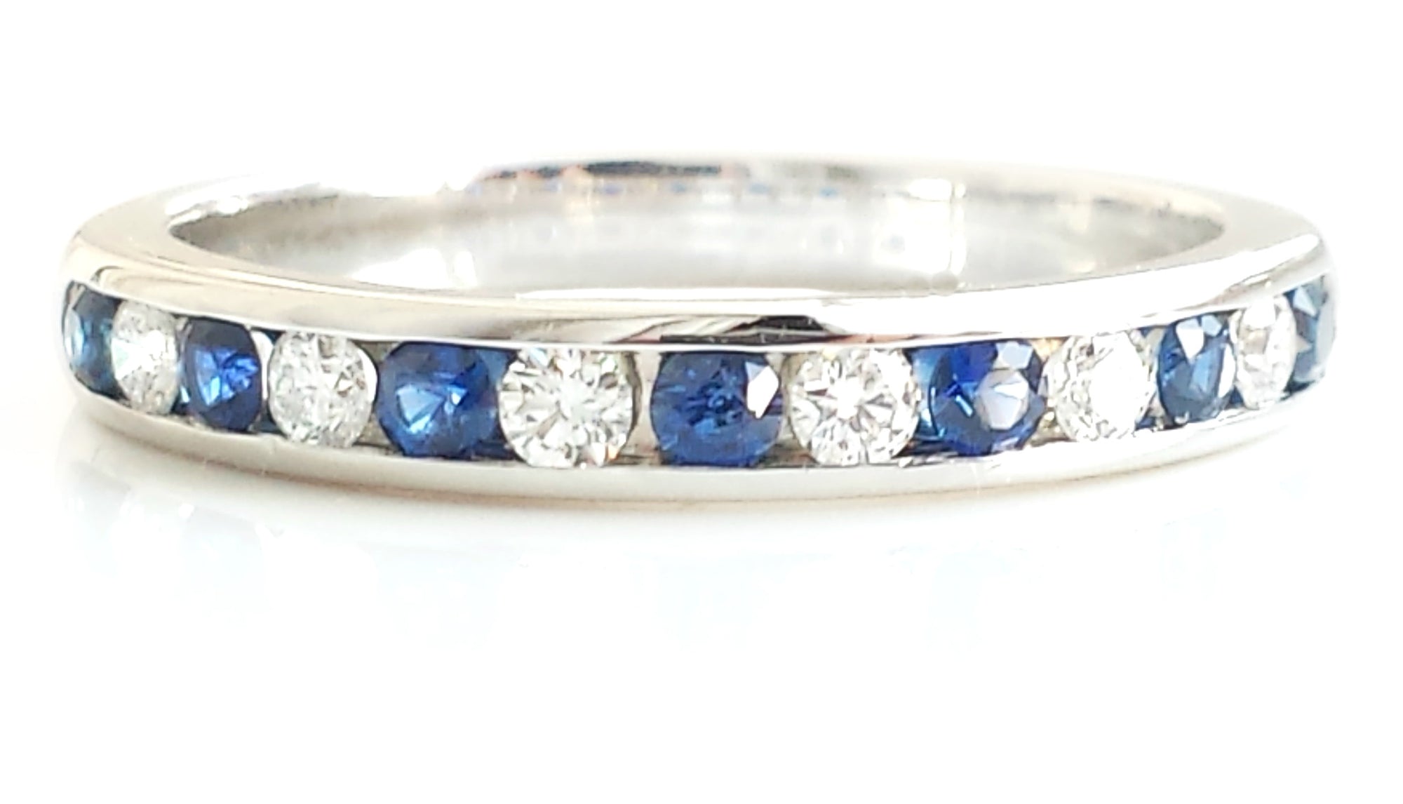 Tiffany & Co Diamond Sapphire Eternity Wedding Channel Set Ring Platinum N 1/2
