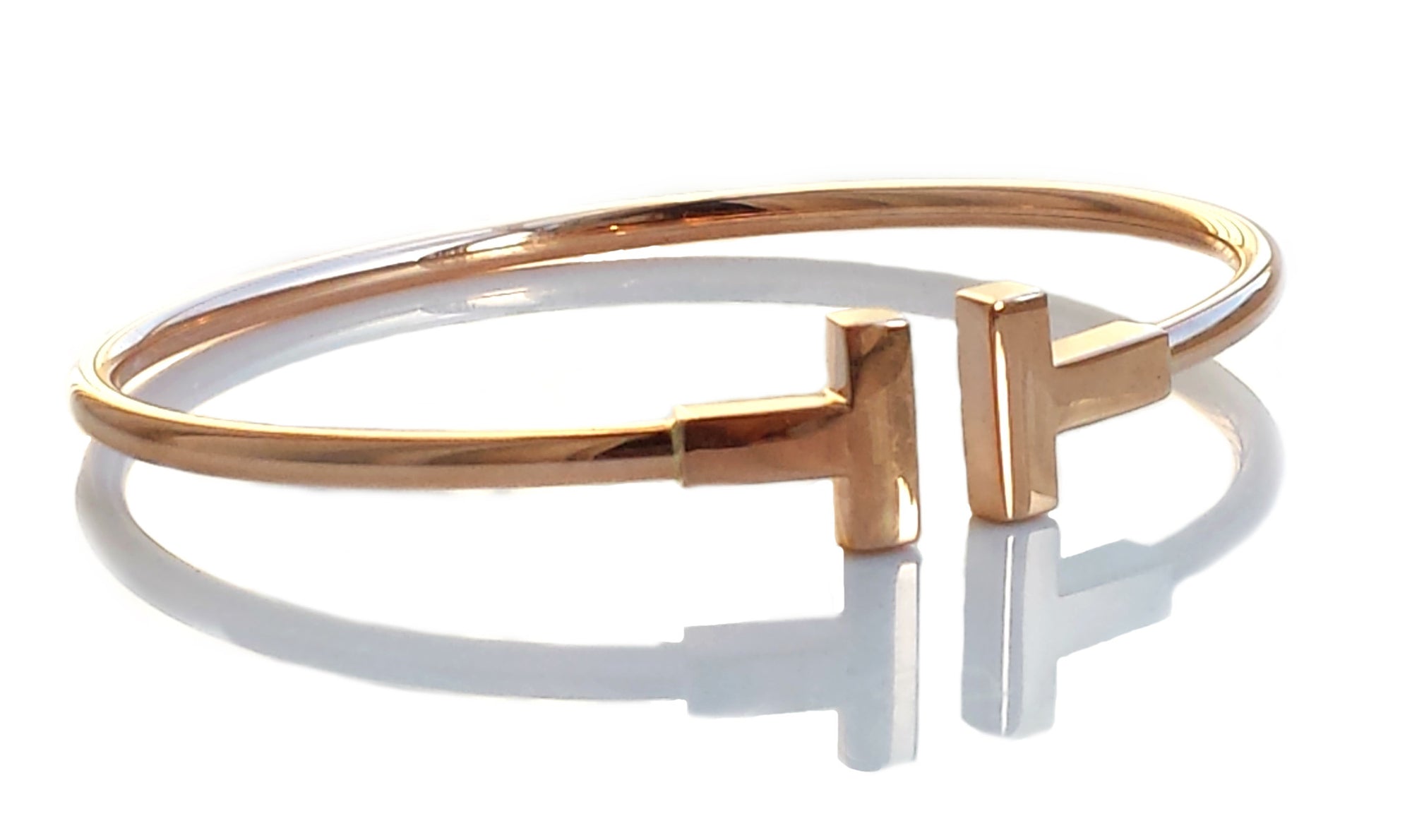 Tiffany T 18k Rose Gold Bracelet Bangle SZ small fits up to 5.75 inch wrist