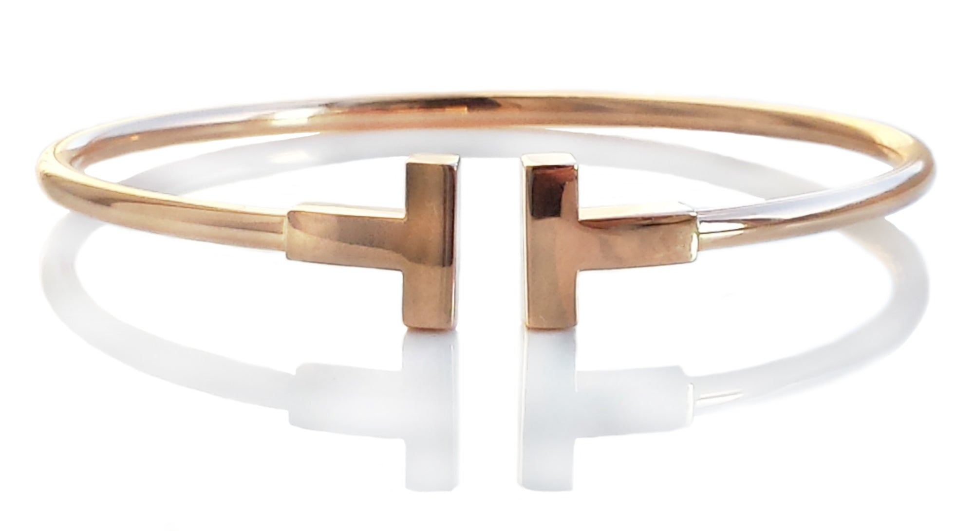 Tiffany T 18k Rose Gold Bracelet Bangle SZ small fits up to 5.75 inch wrist