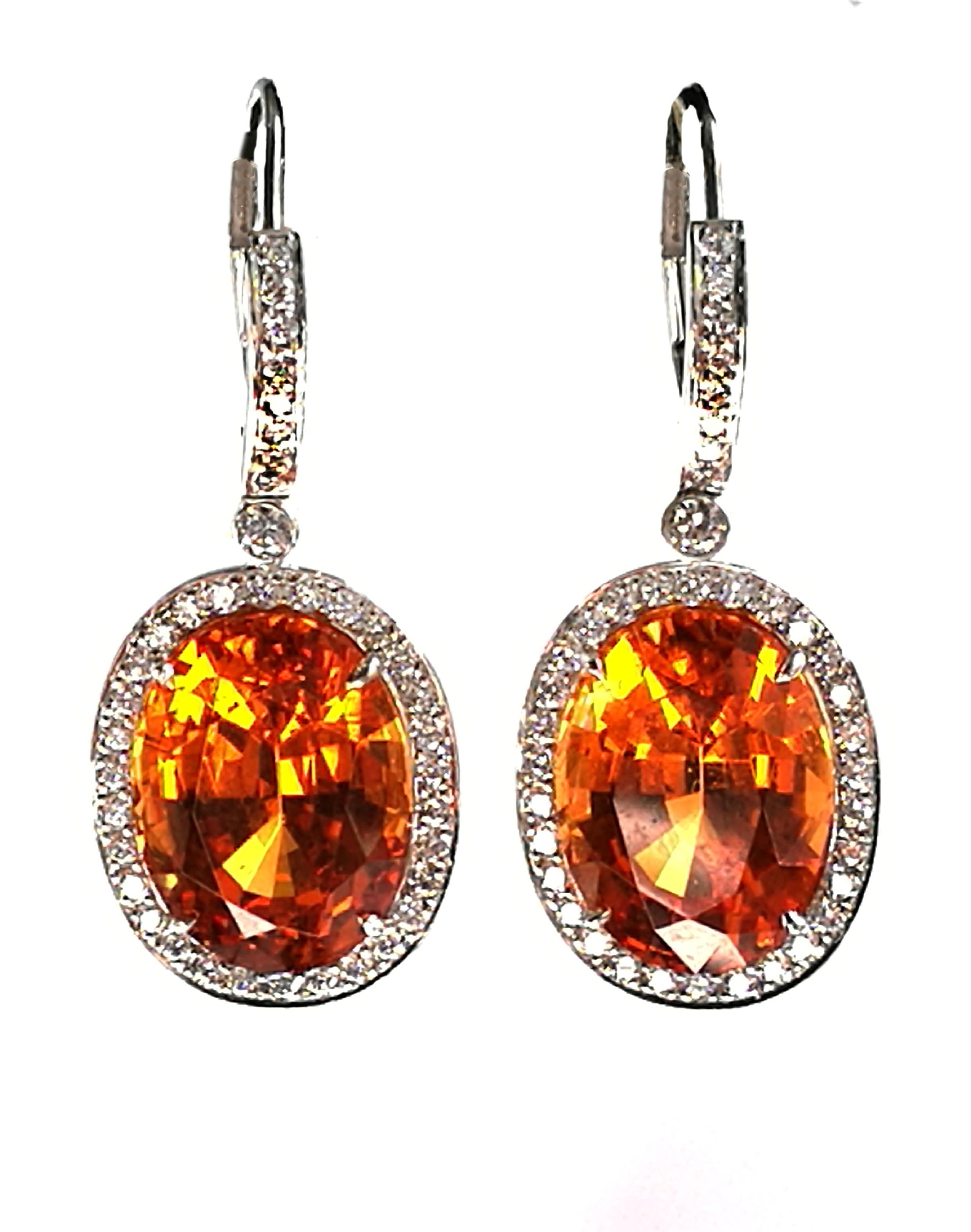 Tiffany & Co. 'Colours Collection' 16.14ct Spessartite Garnet & Diamond Earrings in Platinum