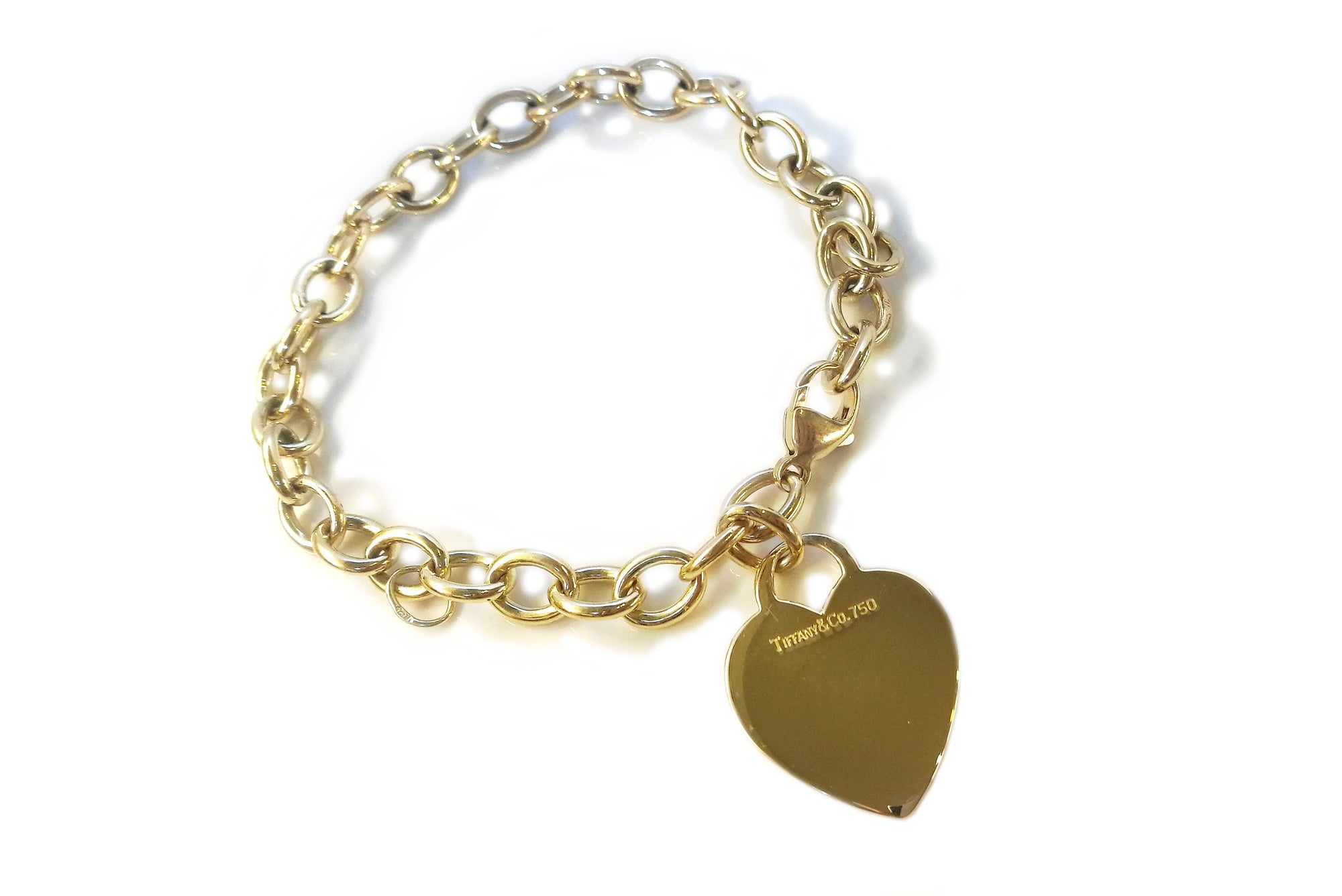 Tiffany & Co. 18k Yellow Gold Heart Tag Link Bracelet, 8 inches
