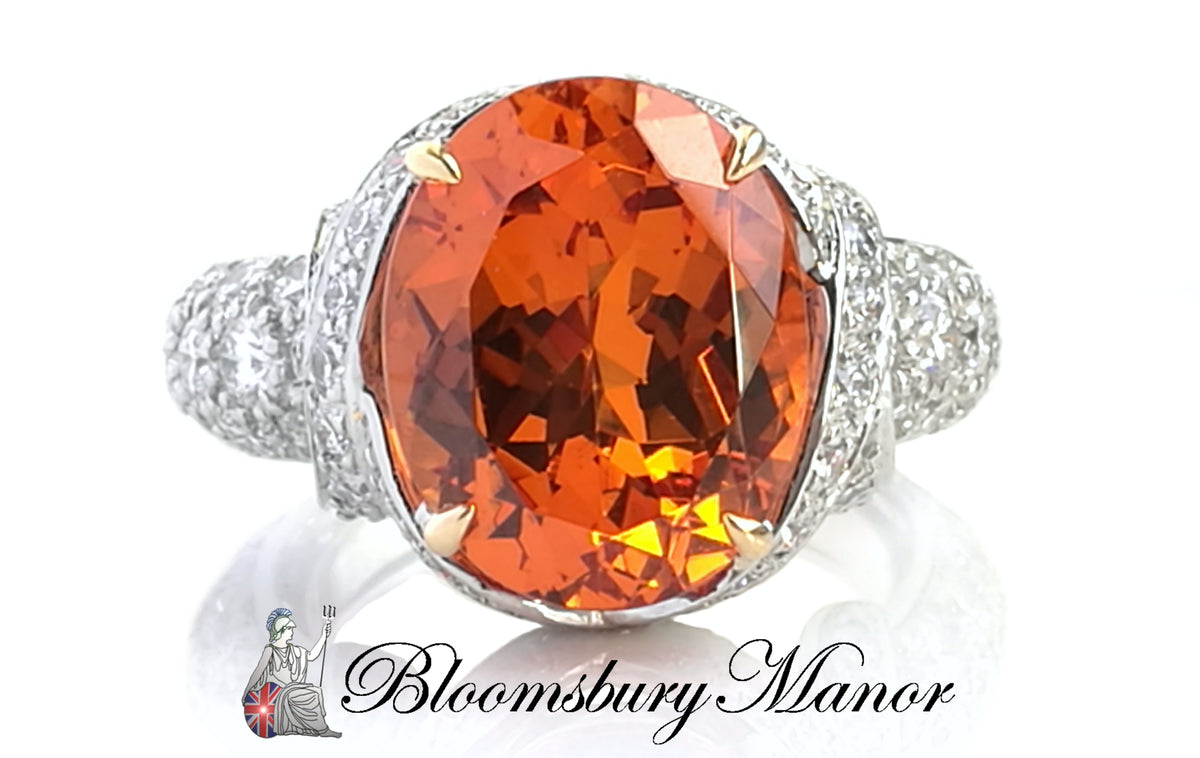 Pre-owned Second Hand Tiffany & Co Spessartite Garnet Diamond Schlumberger Ring