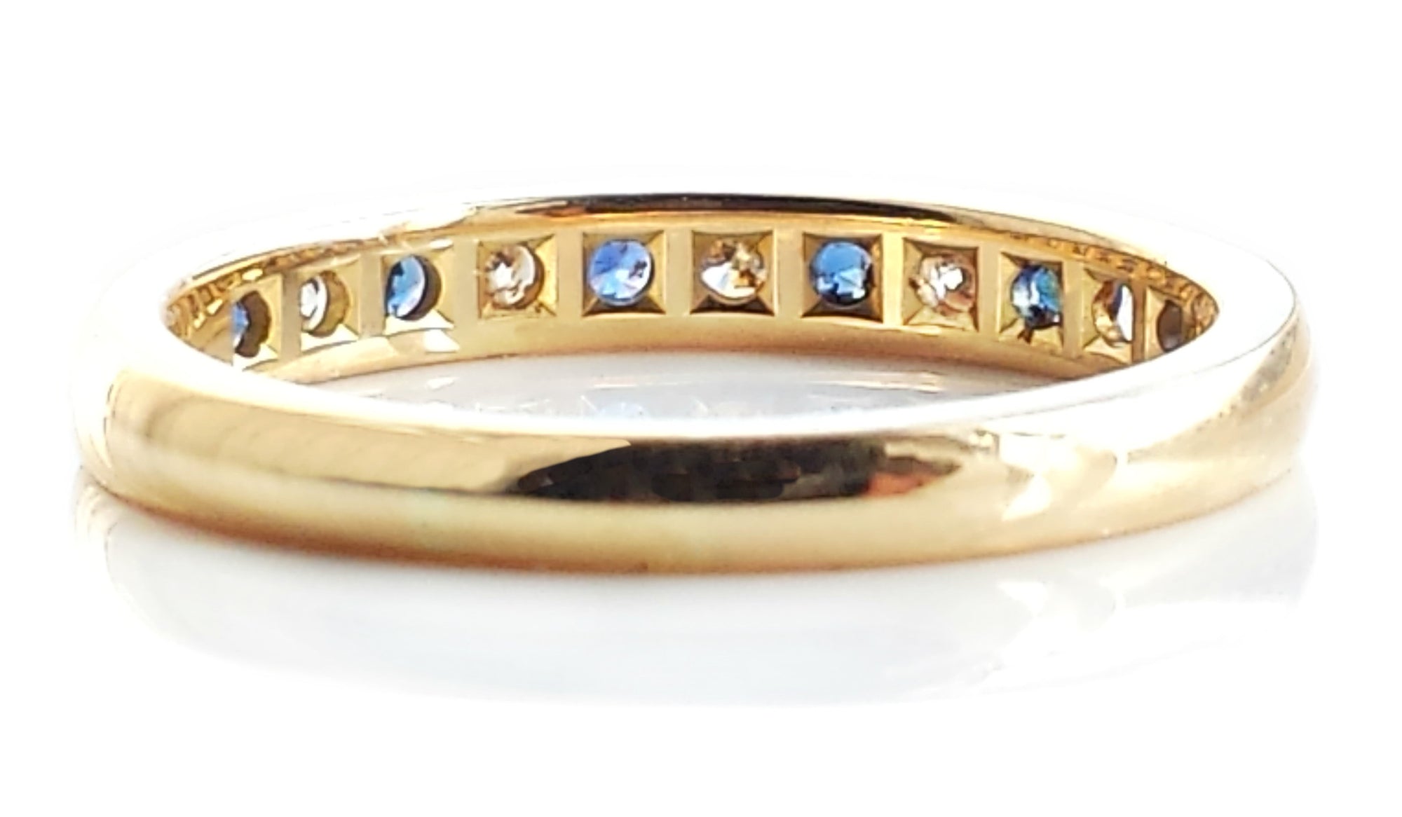 Tiffany & Co Sapphire Diamond 18k Yellow Gold Wedding Band Ring