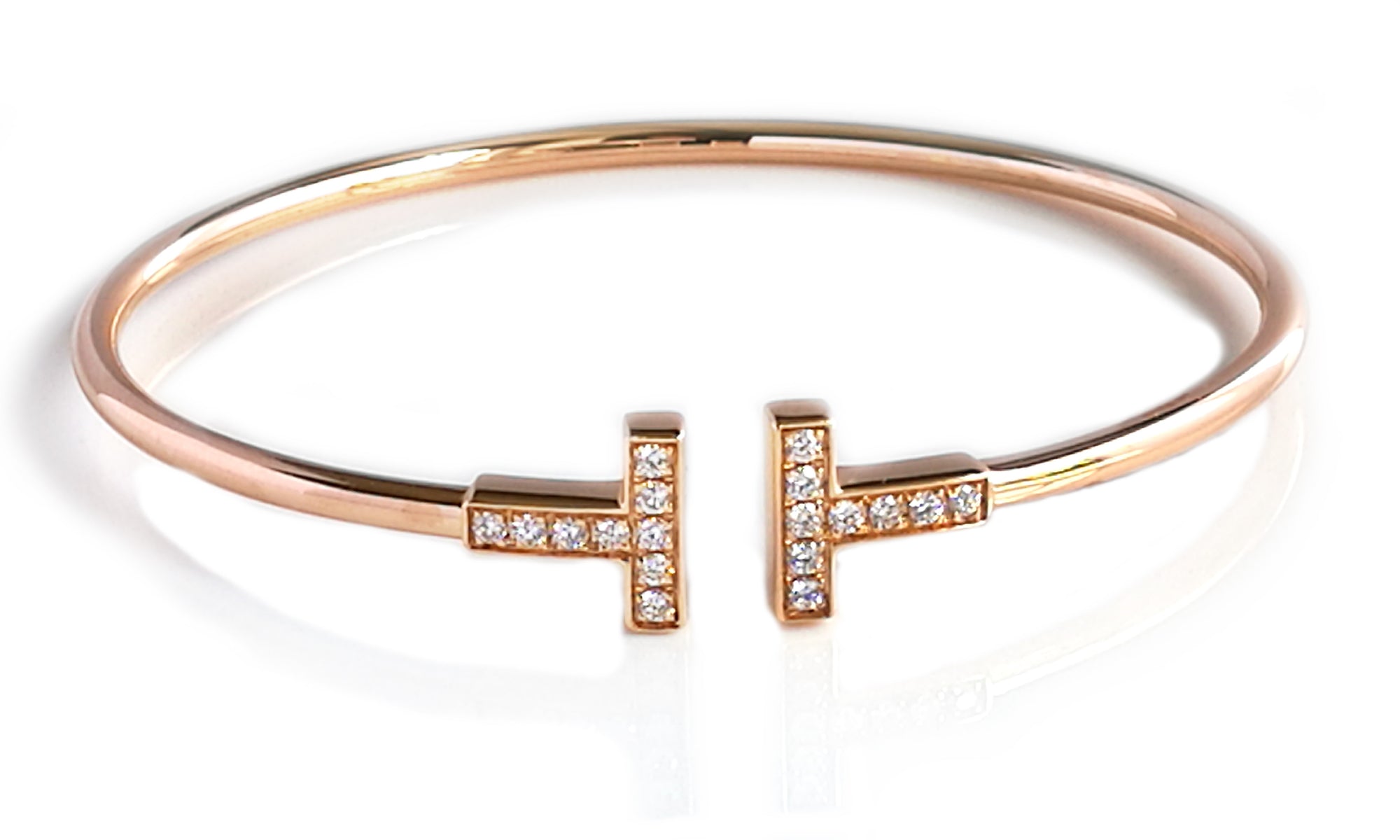 Tiffany & Co T Diamond Rose Gold Wire Bracelet Small 5.75in