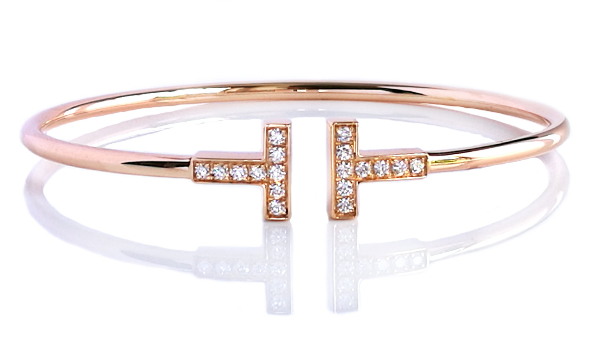 Tiffany & Co T Diamond Rose Gold Wire Bracelet Small 5.75in