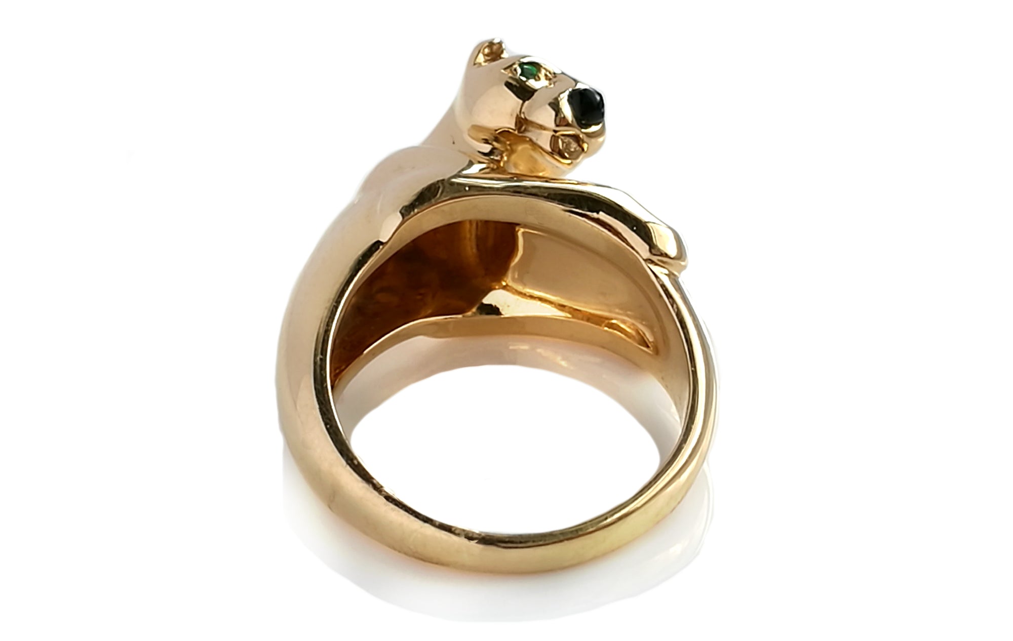 Vintage Cartier Panthere Ring in 18k Gold with Emerald & Onyx