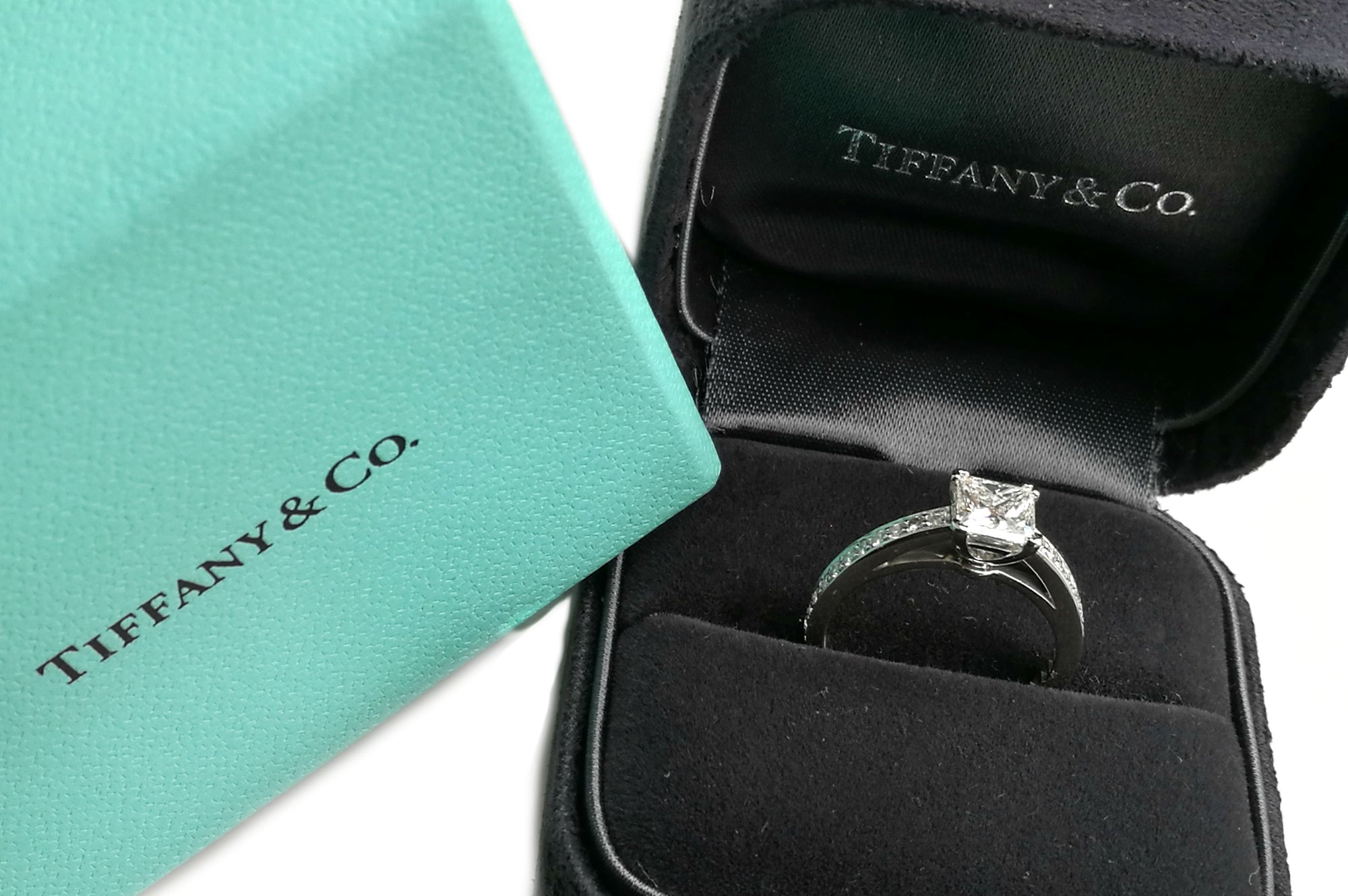 Tiffany & Co .86ct G/VVS1 Grace Square Diamond Engagement Ring