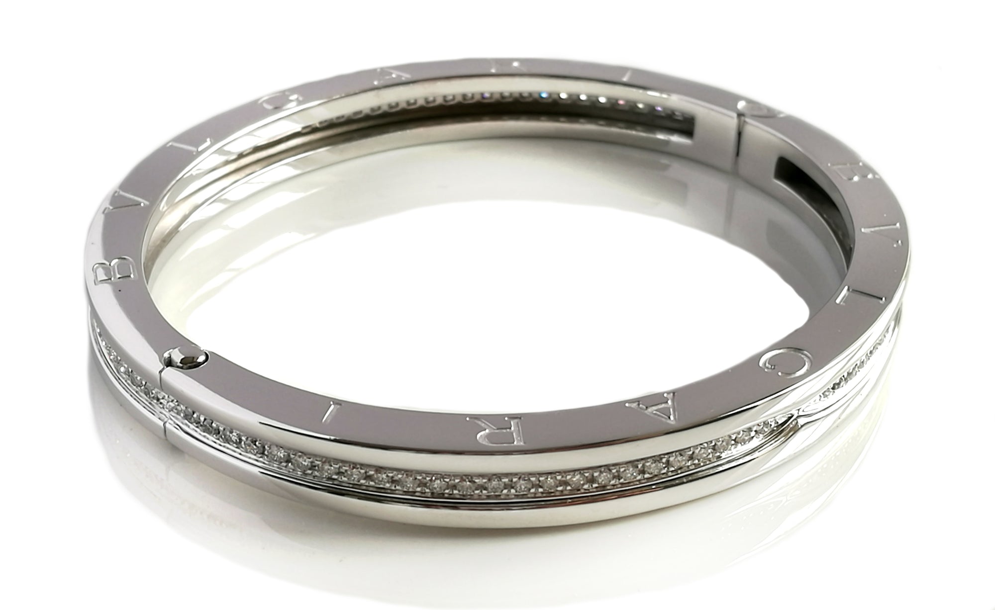 Bulgari B.Zero1 Pave Diamond Bangle Bracelet SZ L 7.67in RRP £12,300