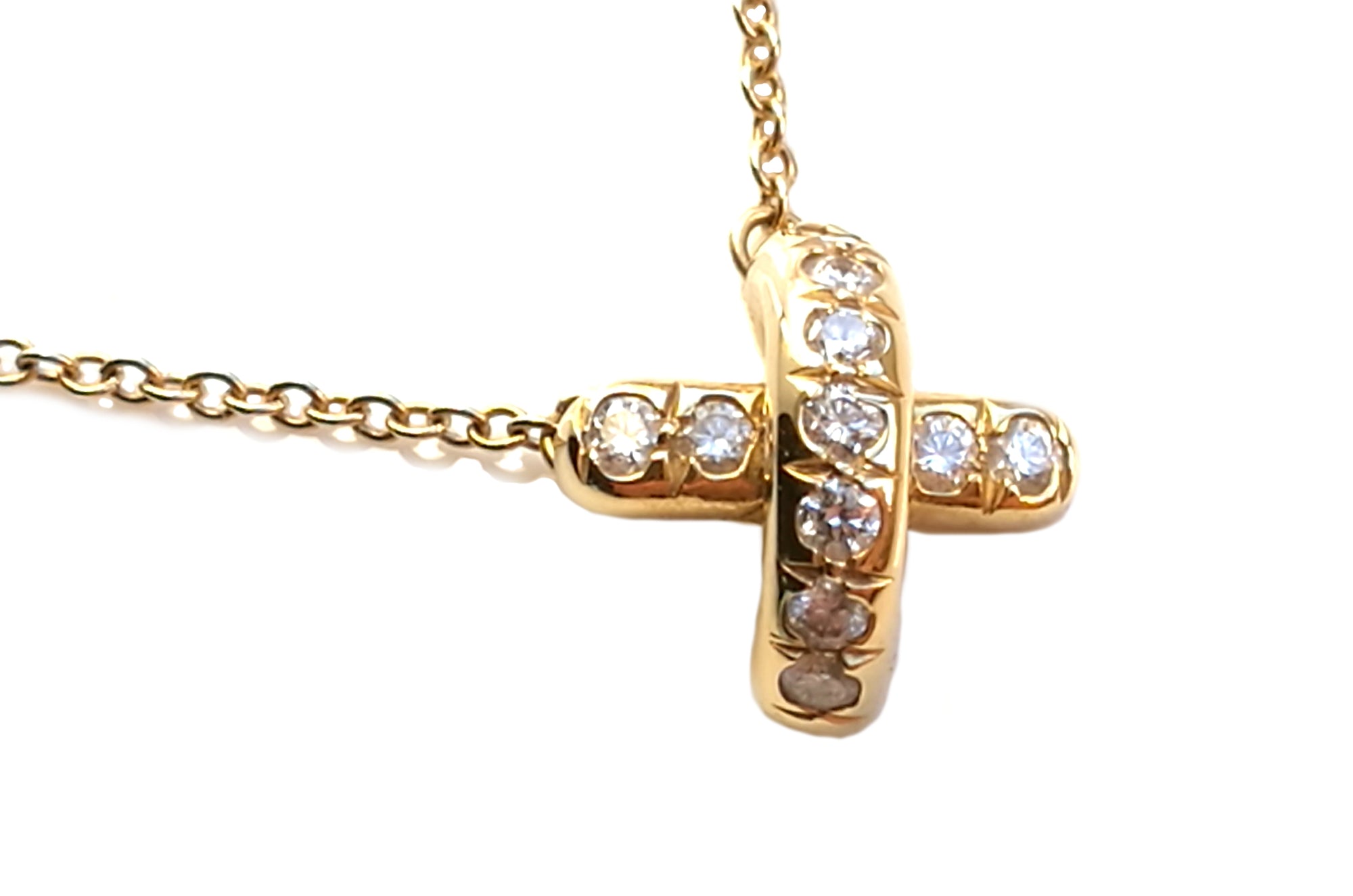 Tiffany & Co. Diamond Signature 'X' Pendant / Necklace in 18k Yellow Gold