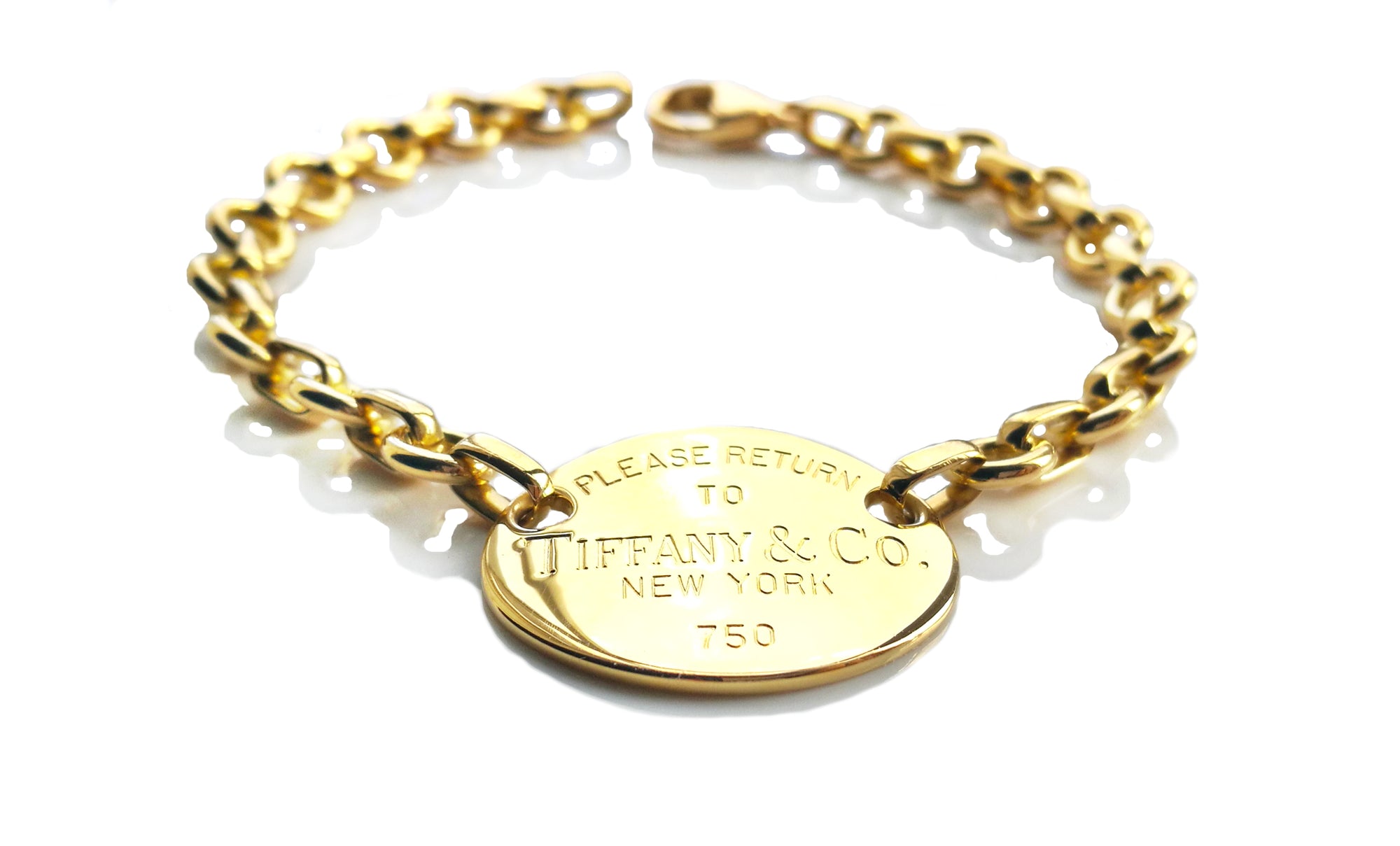 Tiffany & Co 18k Yellow Gold Oval Return To Bracelet 7in