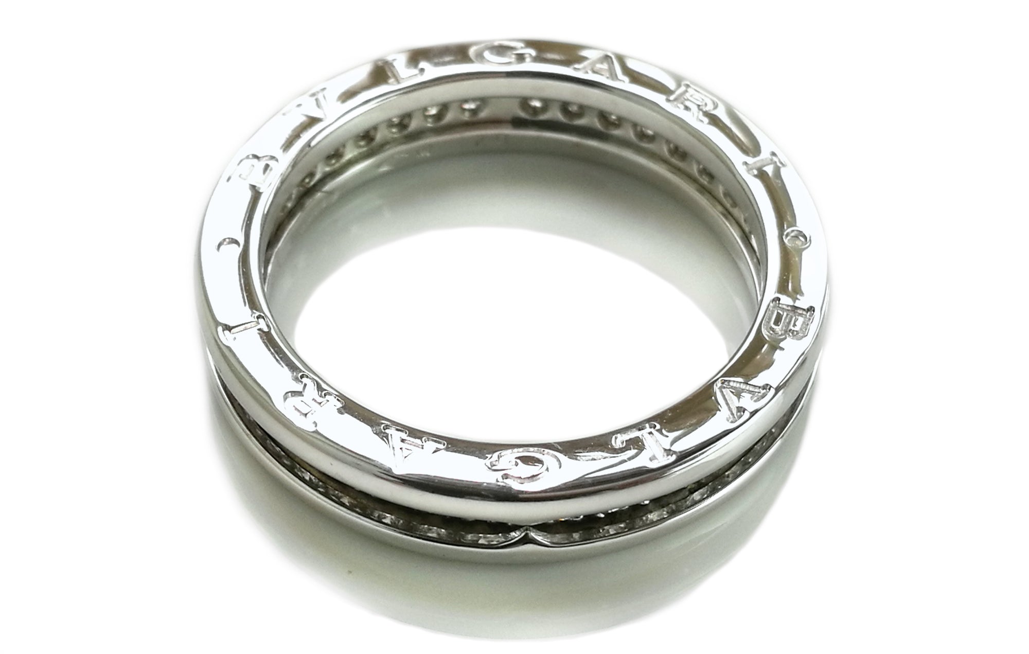 Bulgari B.Zero1 1-Band Diamond Ring in 18k White Gold, Size 62