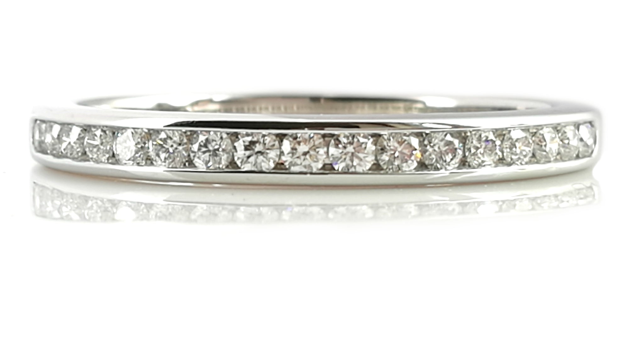 Tiffany & Co. 2mm Channel Set Diamond Platinum Wedding Band / Ring, Size M