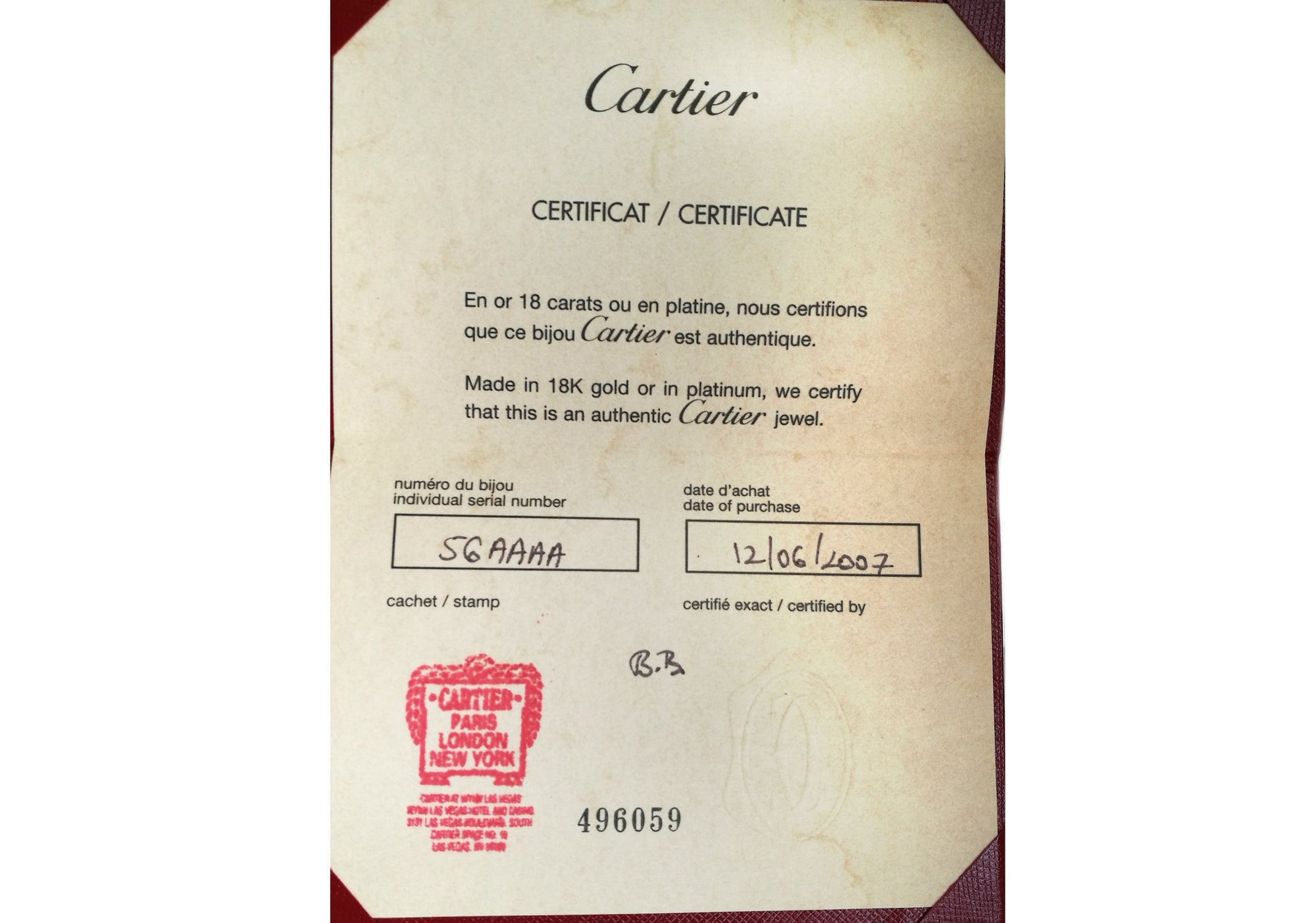 Cartier Diamond Set 2mm Platinum Wedding Band SZ 52 K 1/2