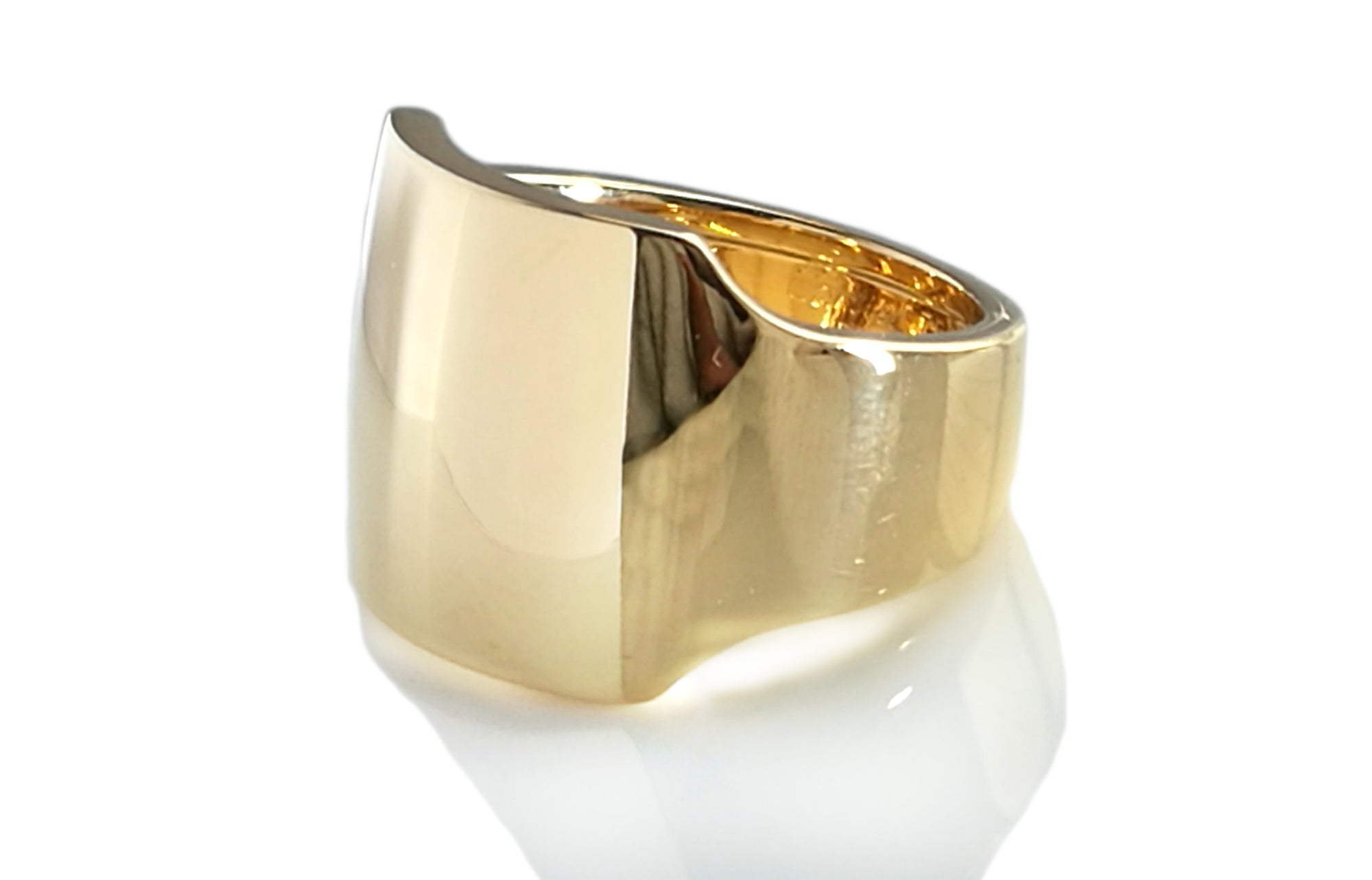 Cartier Chunky 18k Gold Square Shield Ring, Size 53