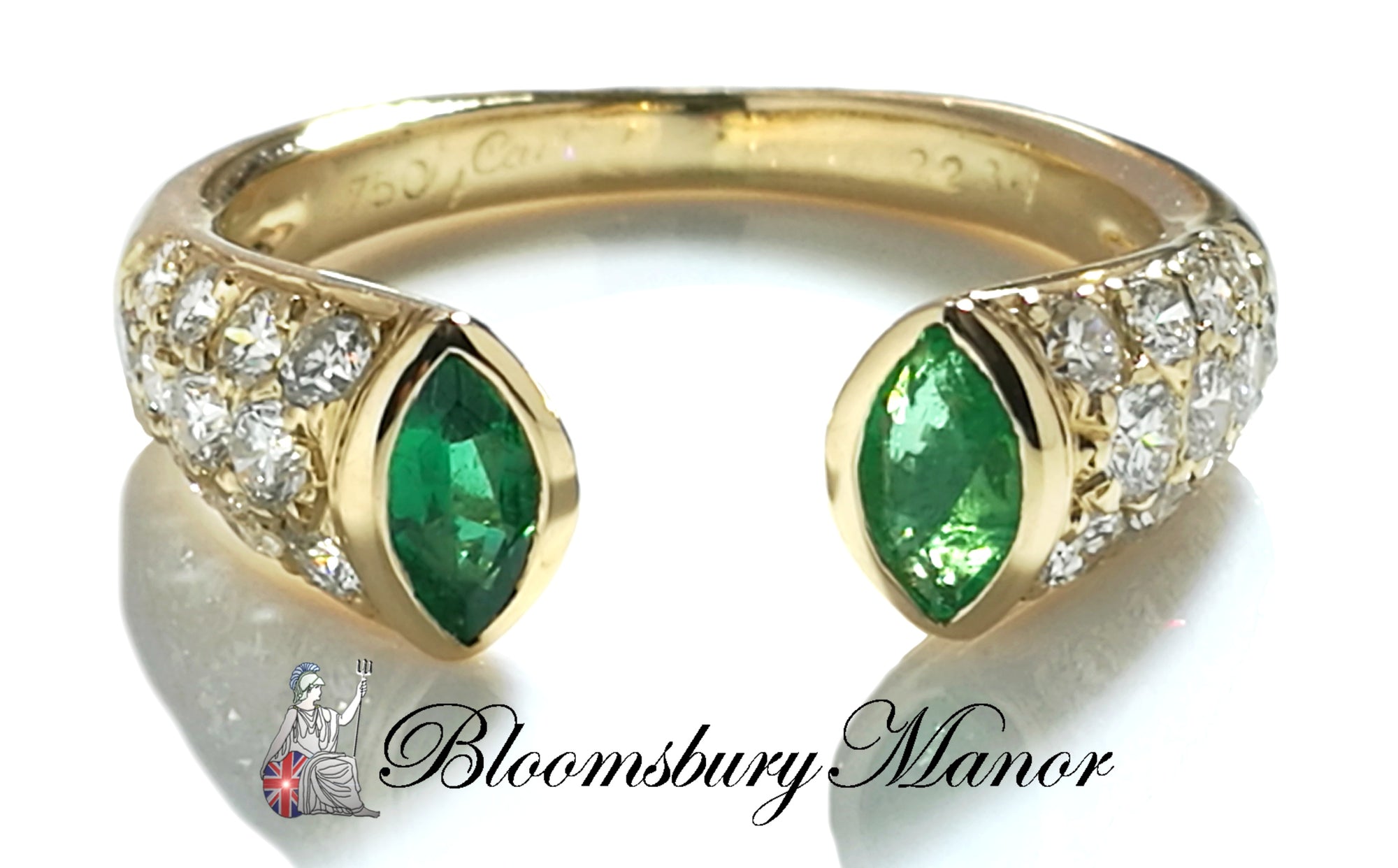 pre-owned, second hand, used, Cartier Diamond Emerald ring