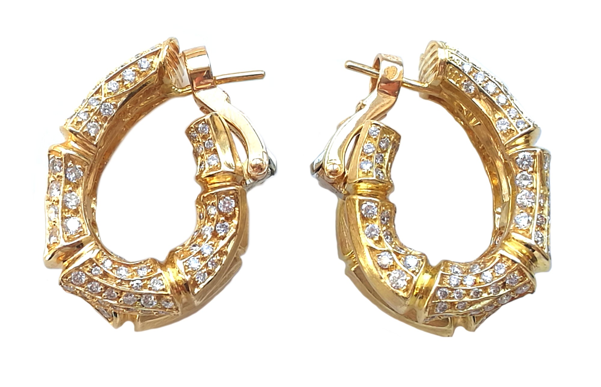 Cartier Bamboo Diamond & 18k Yellow Gold Earrings