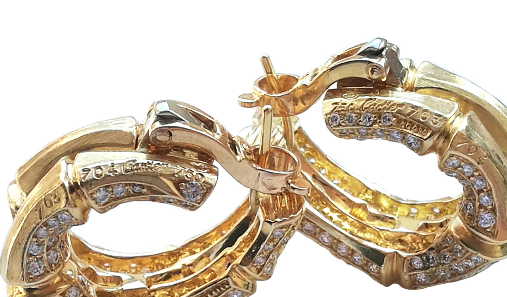 Cartier Bamboo Diamond & 18k Yellow Gold Earrings