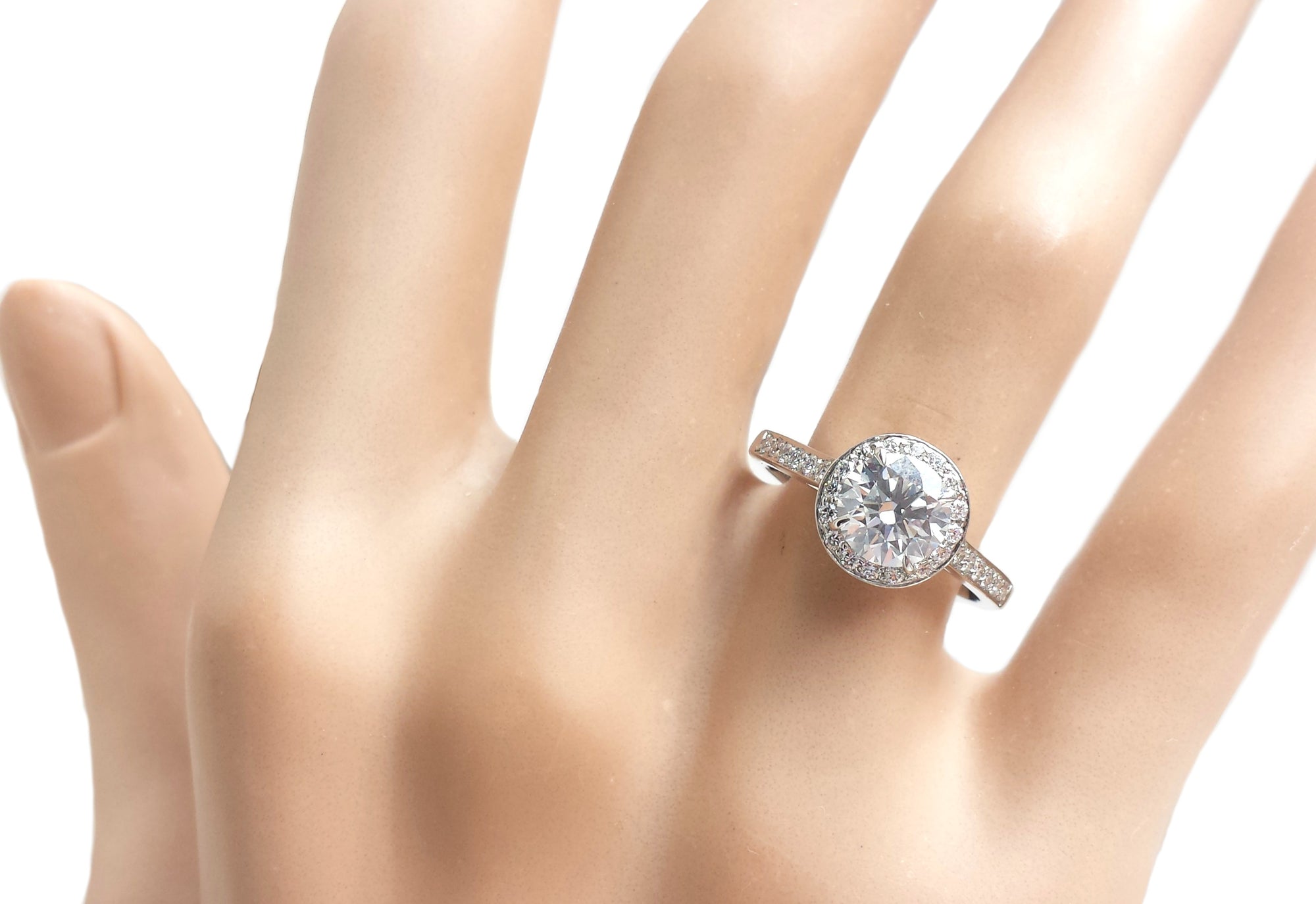 Tiffany & Co. 1.44tcw G/VS1 Triple XXX 'Embrace' Halo Set Diamond Engagement Ring