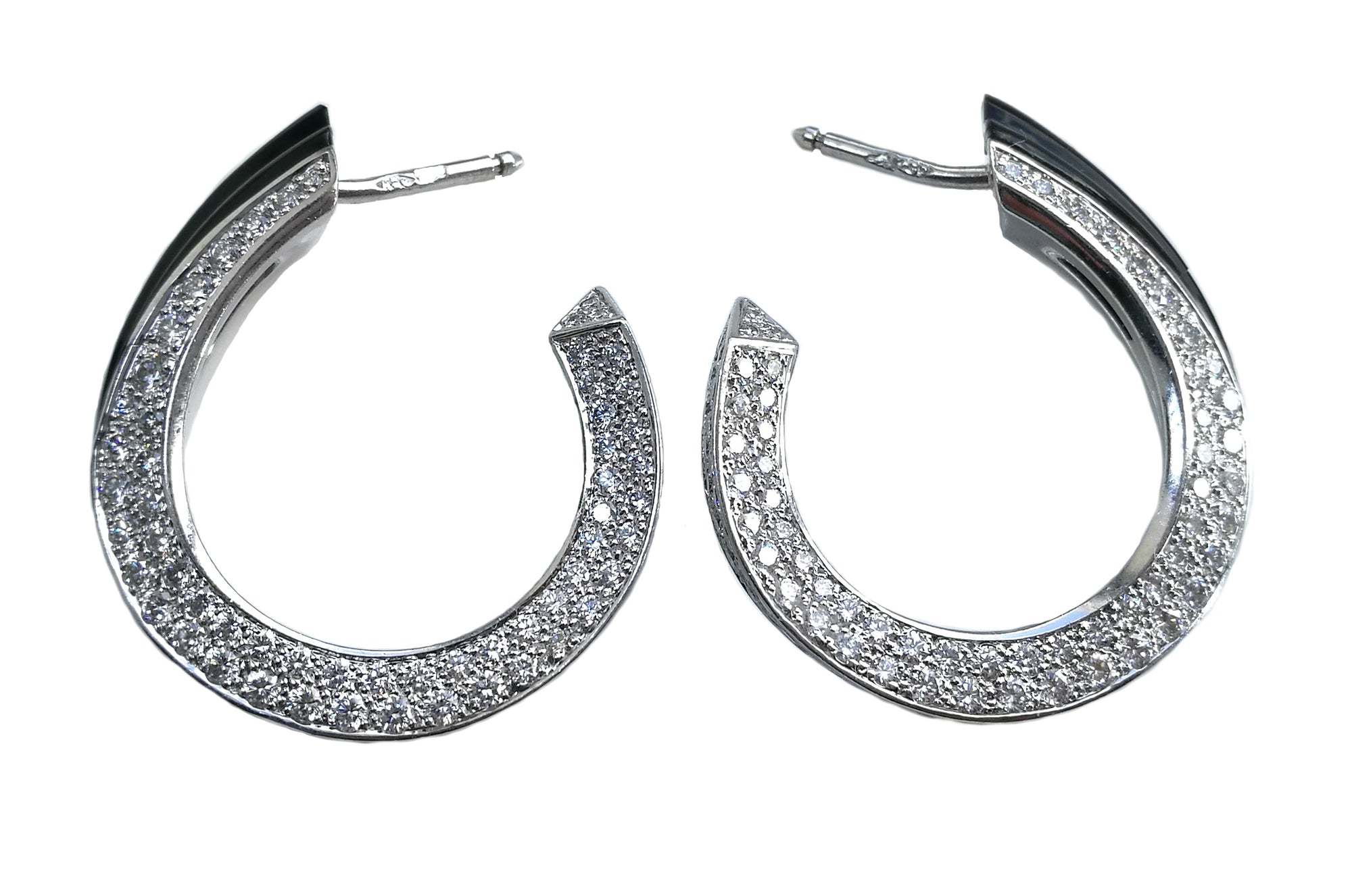 Cartier Panthere 5.0ct Diamond Hoop Earrings in 18k White Gold & Onyx