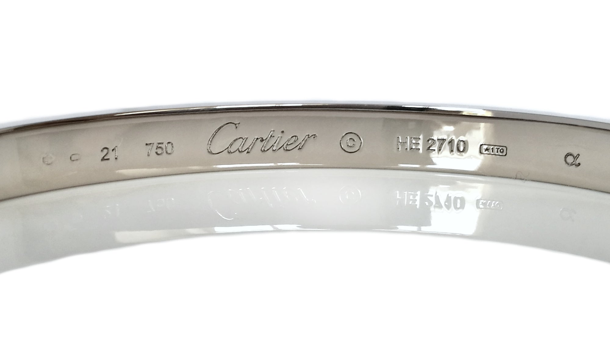 Cartier 18k White Gold Love Bangle SZ 21 Box Screwdriver