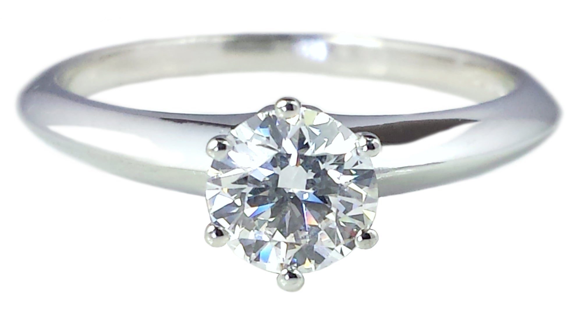 Tiffany & Co .59ct G/VS Round Brilliant Diamond Engagement Ring SZ M