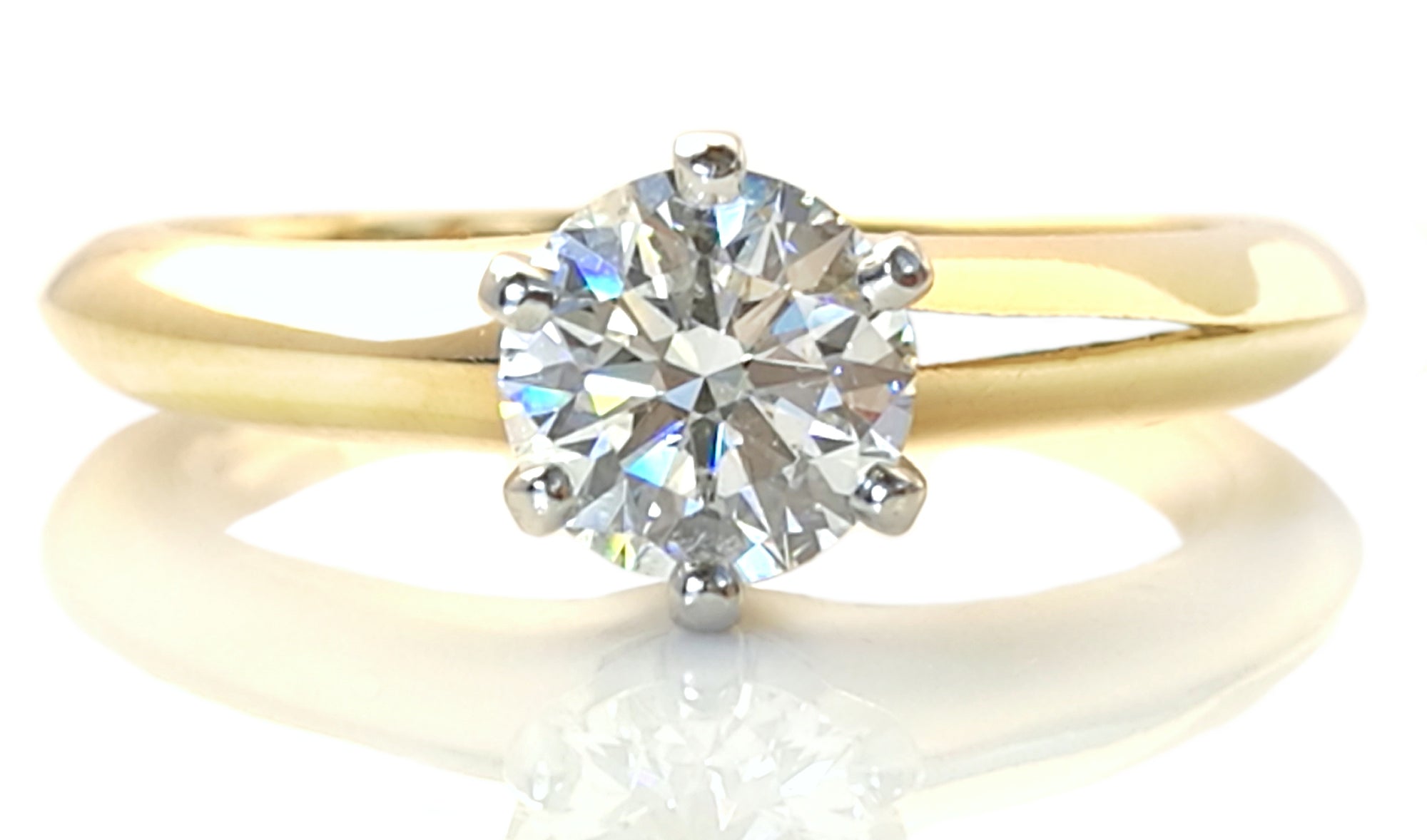 Tiffany & Co. 0.63ct E/VVS2 'Triple-X' Round Brilliant Diamond & Yellow Gold Engagement Ring