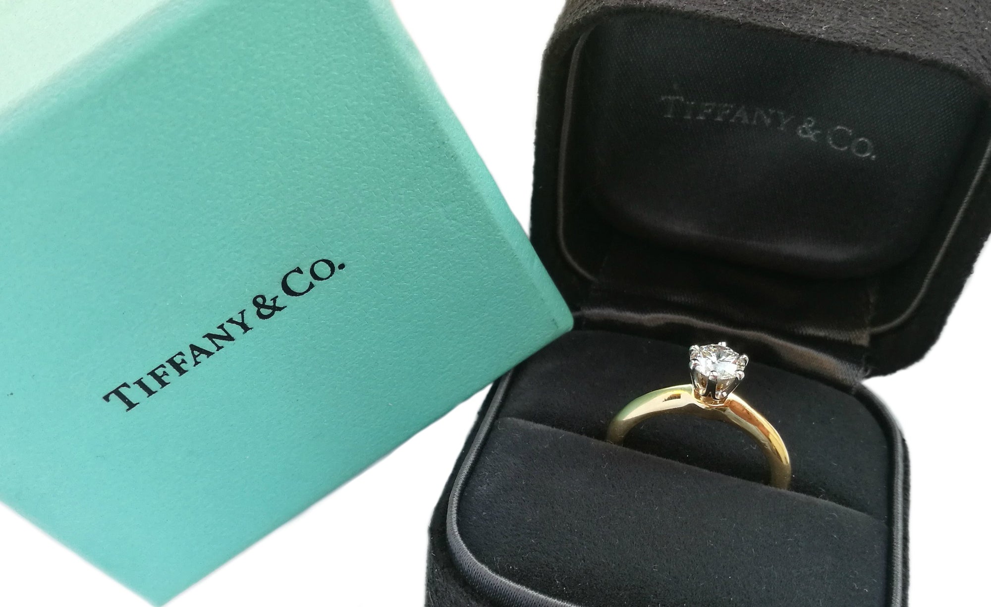Tiffany & Co. 0.63ct E/VVS2 'Triple-X' Round Brilliant Diamond & Yellow Gold Engagement Ring