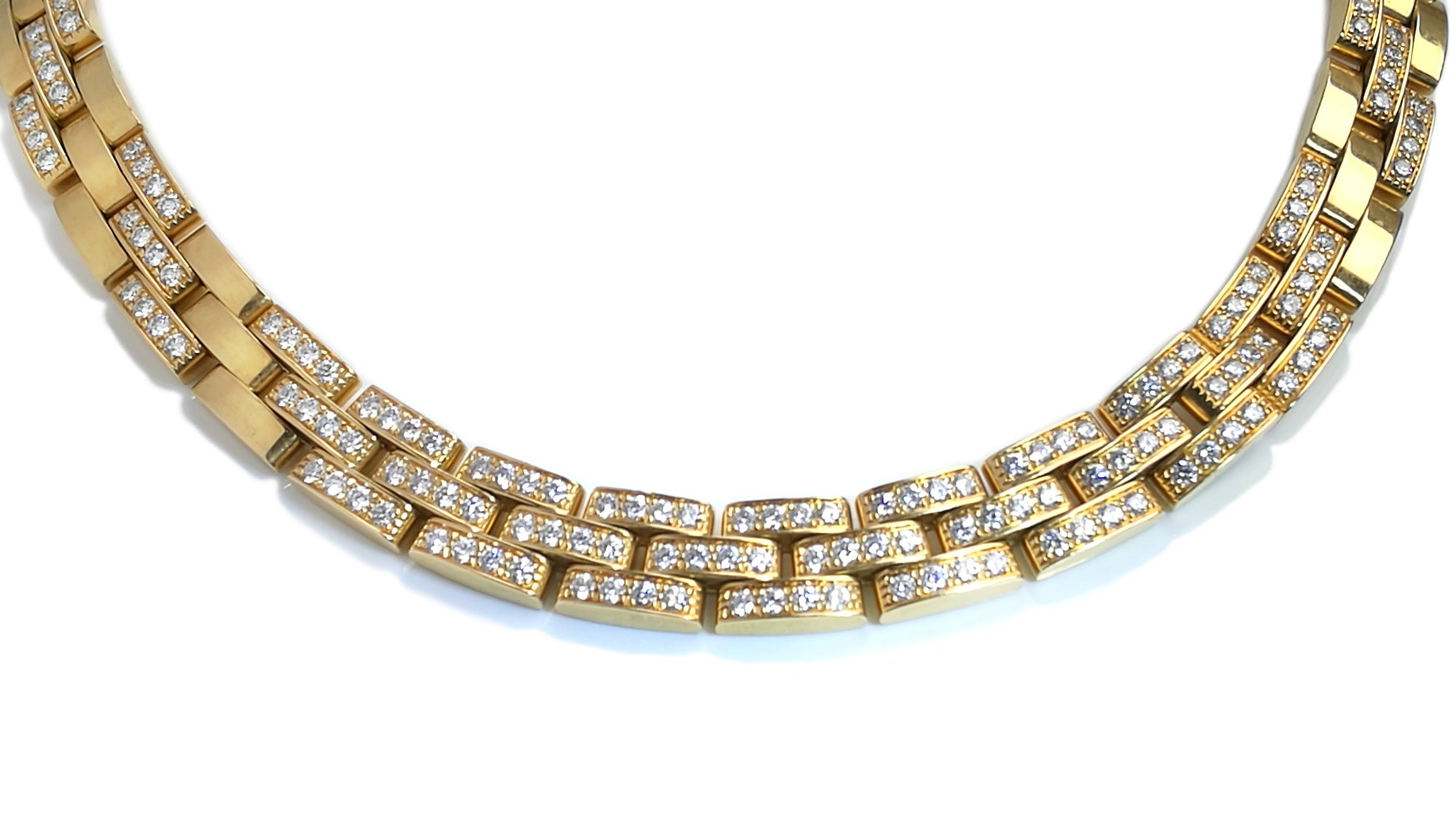 Cartier 6.0ct Maillon Panthere Diamond & 18k Yellow Gold Necklace, 16inch