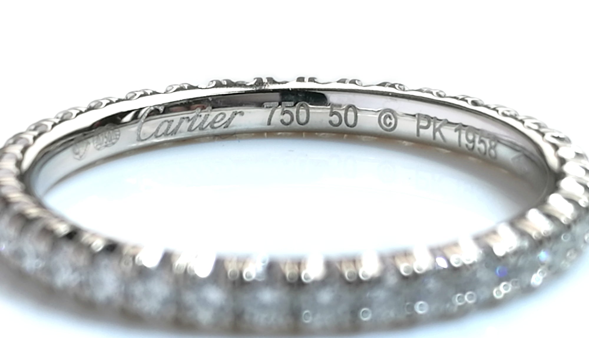 Cartier 'Etincelle' 0.47ct Diamond & 18k White Gold 2mm Wedding Band, Size 50 (K)