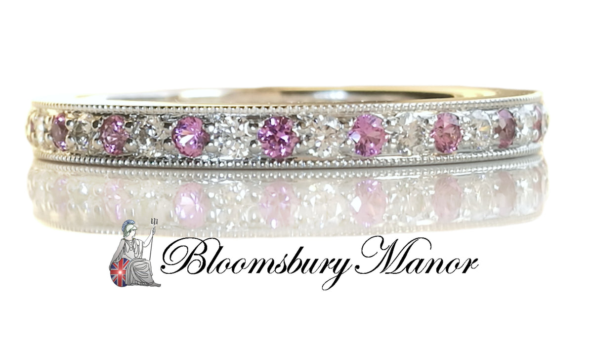 Pre-owned Second Hand Tiffany & Co Pink Sapphire Eternity Wedding Ring