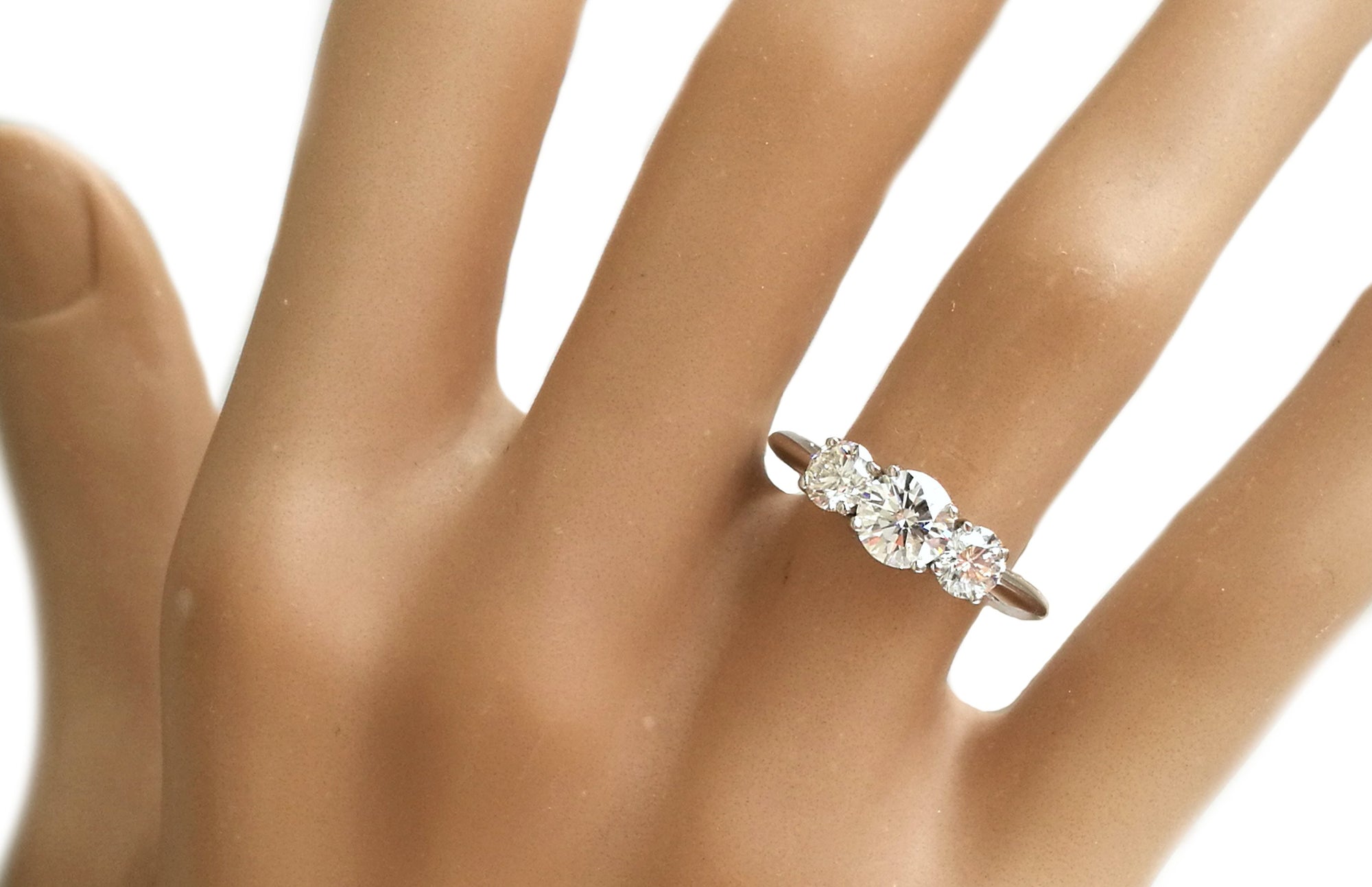 Tiffany & Co. 1.32tcw E/VS1/VS2 3-Stone Round Brilliant Cut Diamond Engagement Ring