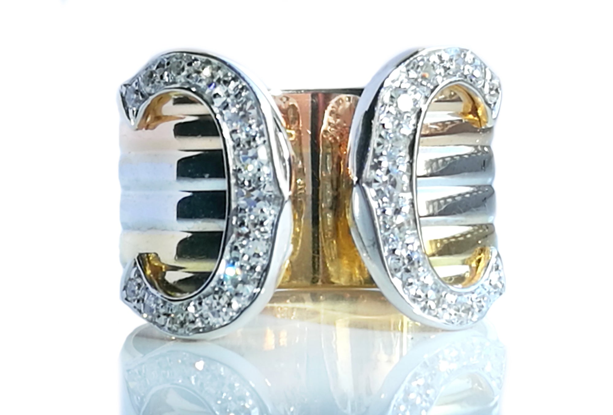 Cartier Double C de Cartier Trinity 18k Gold & Diamond Ring, Size 48