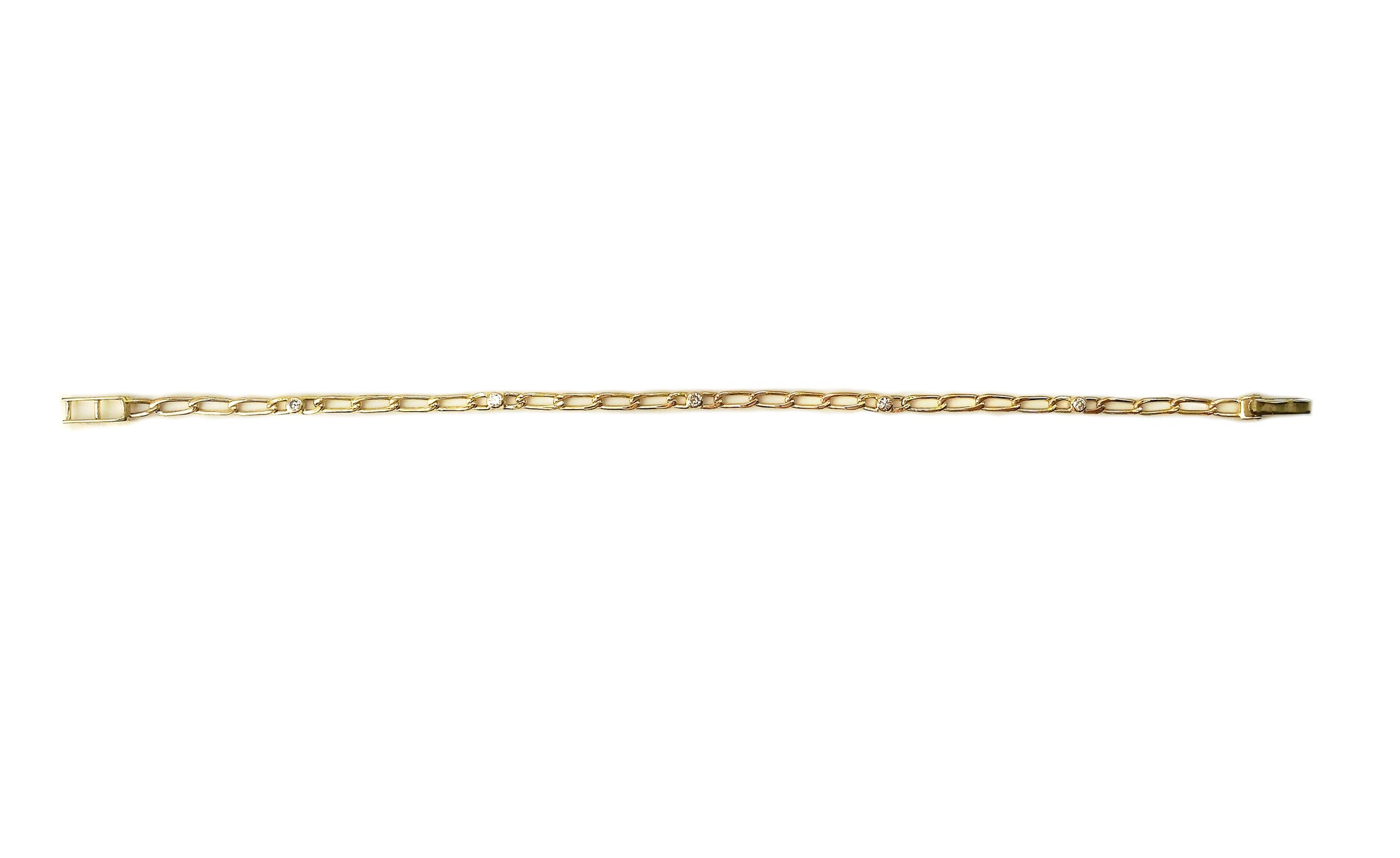 Vintage 1990s Cartier Diamond Link Bracelet in 18k Yellow Gold, 7.5 inch