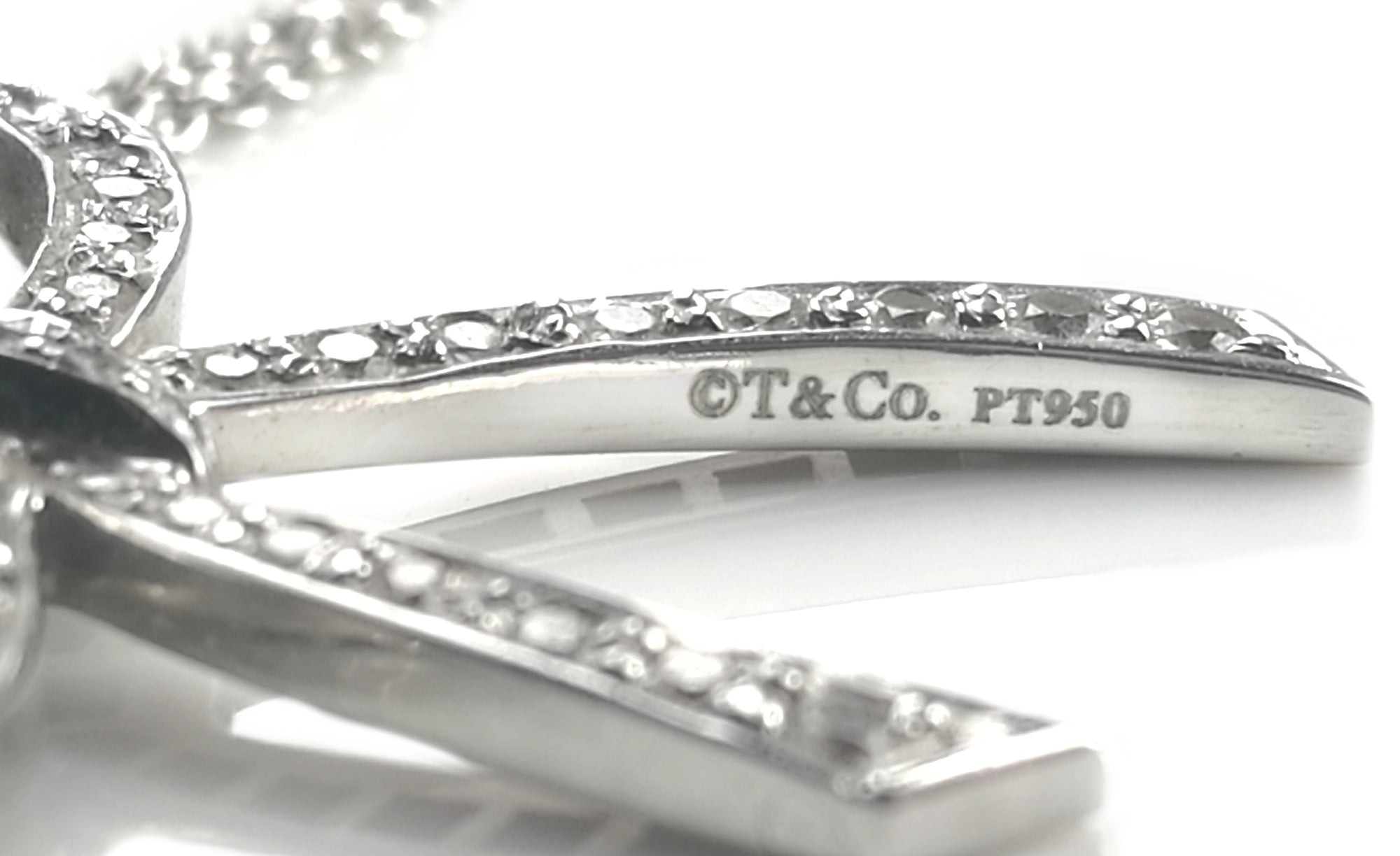 Tiffany & Co. 0.27ct Diamond & Platinum Bow Pendant / Necklace, RRP £3,450