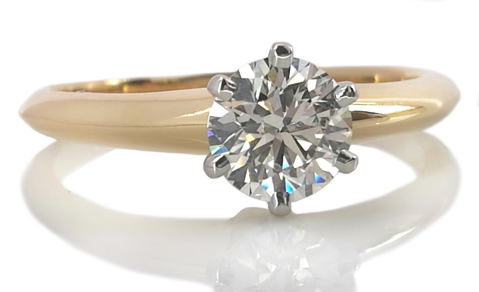 Tiffany & Co. 0.72 H/VS1 Round Brilliant Diamond & 18K Yellow Gold Engagement Ring